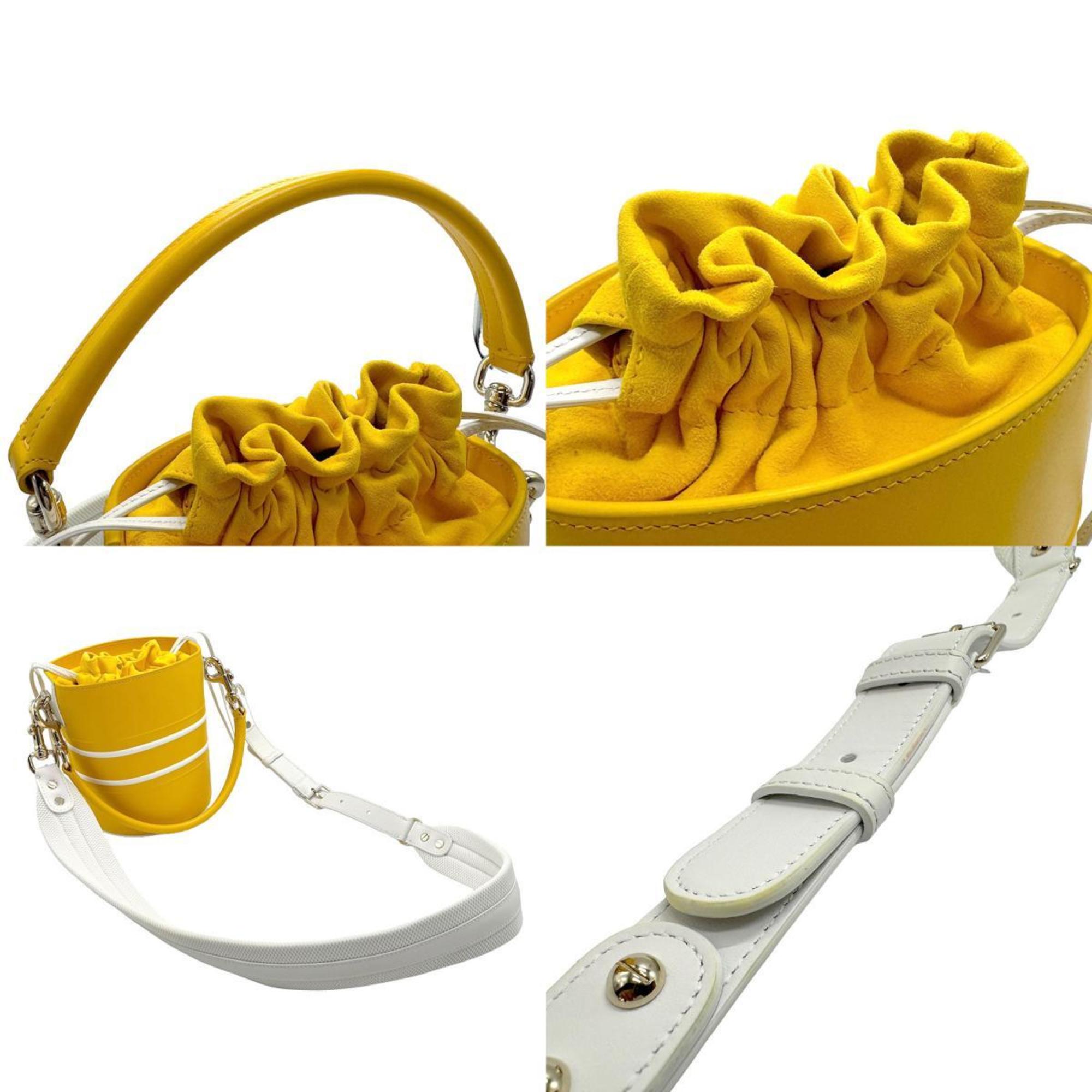 Christian Dior Yellow Leather Handbag Shoulder Bag ()