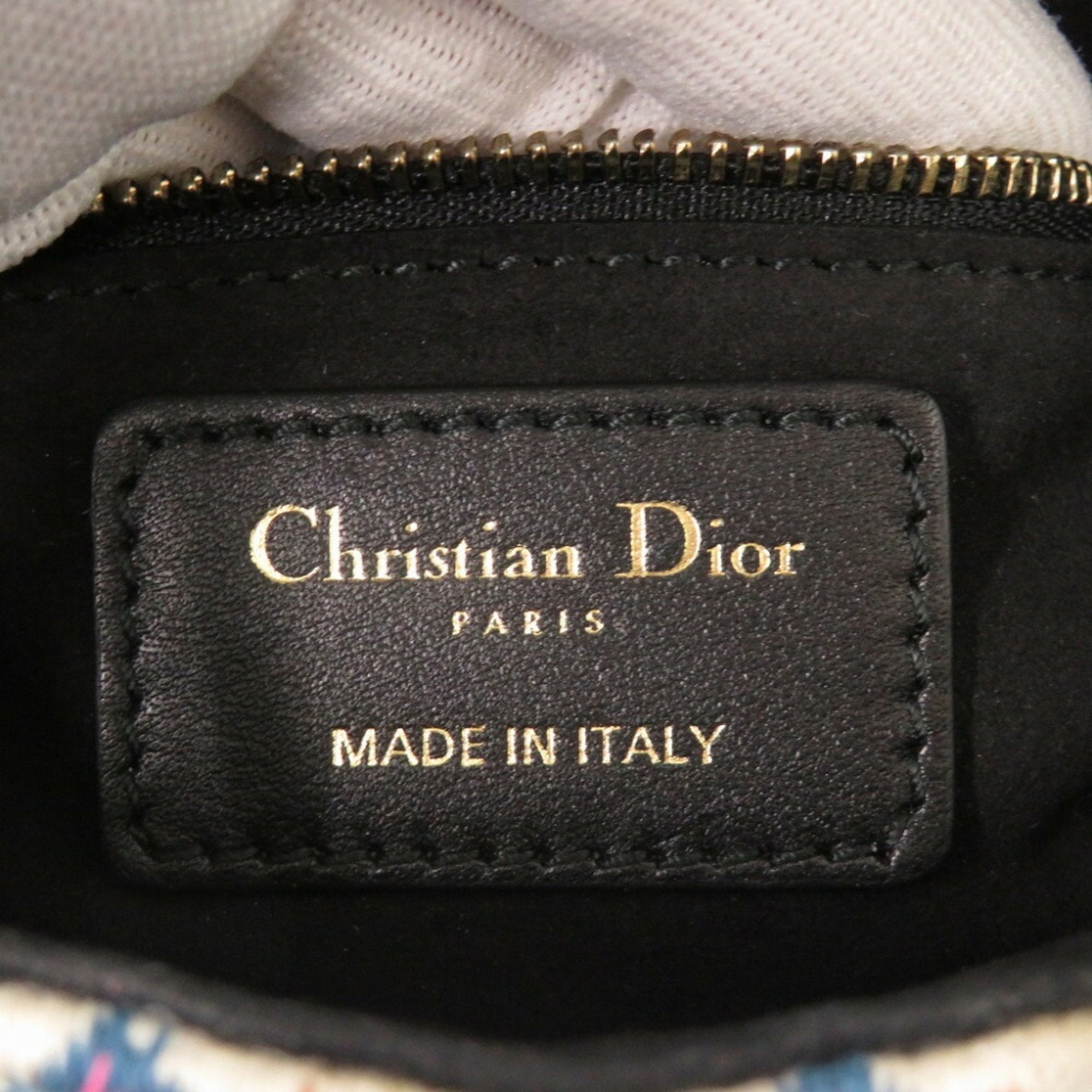 Christian Dior Beige Yellow Wool Leather Beads Handbag ()
