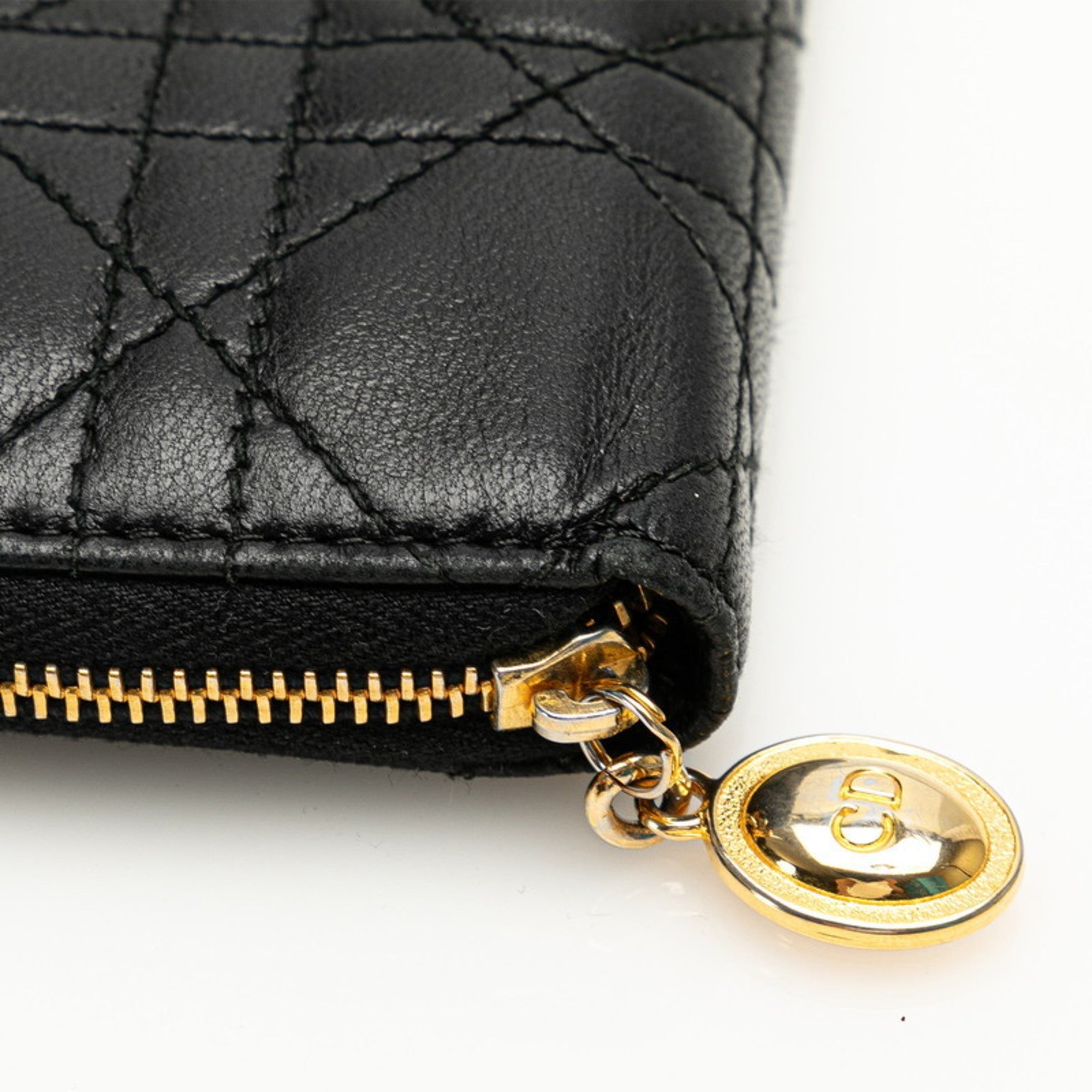 Christian Dior Black Leather Long Wallet (Bi-Fold) ()