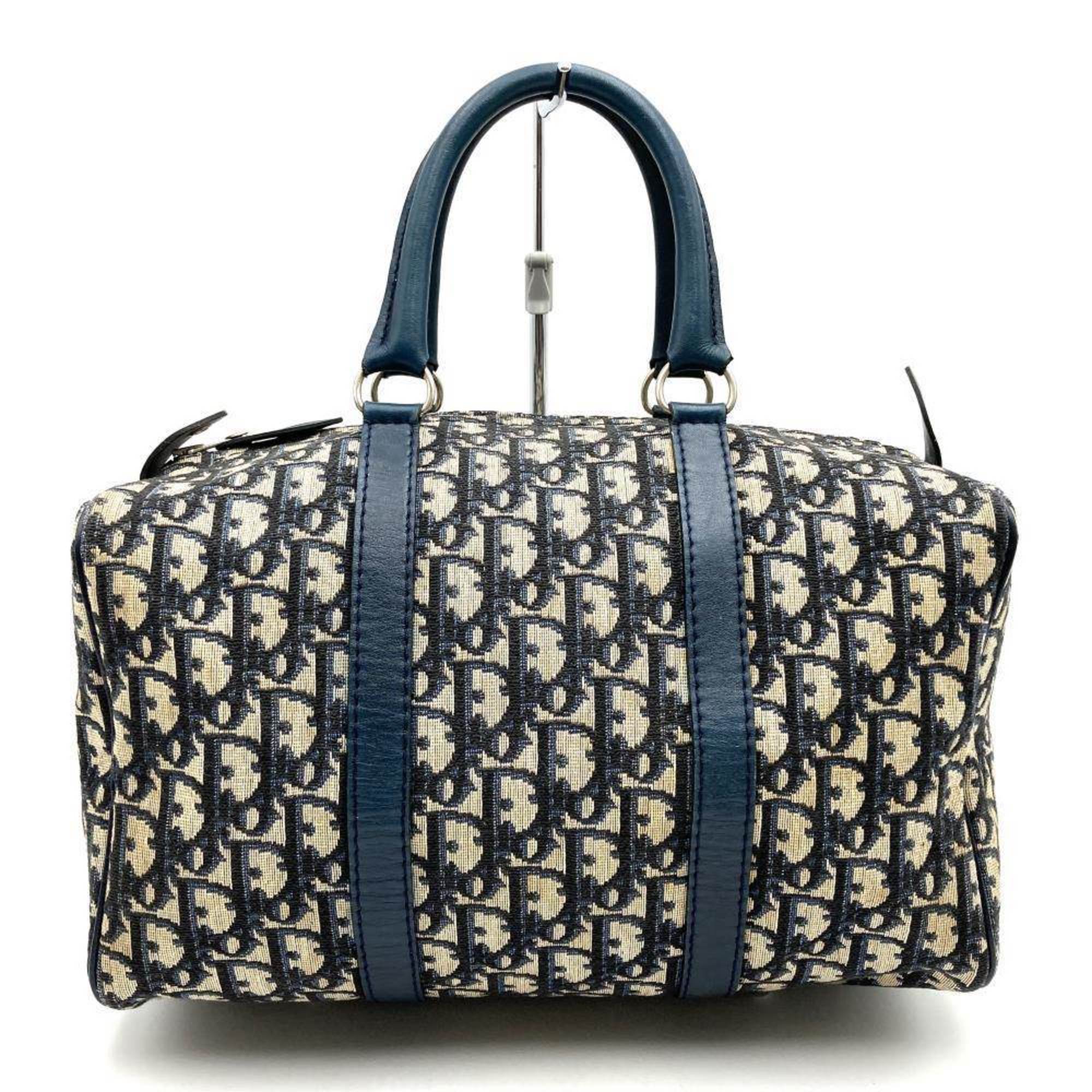 Christian Dior Navy Canvas Leather Boston Bag ()