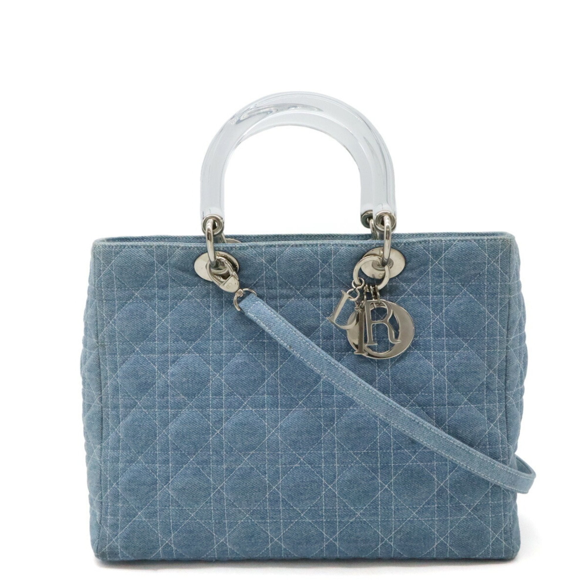 Christian Dior Clear Light Blue Denim Plastic Handbag Shoulder Bag ()