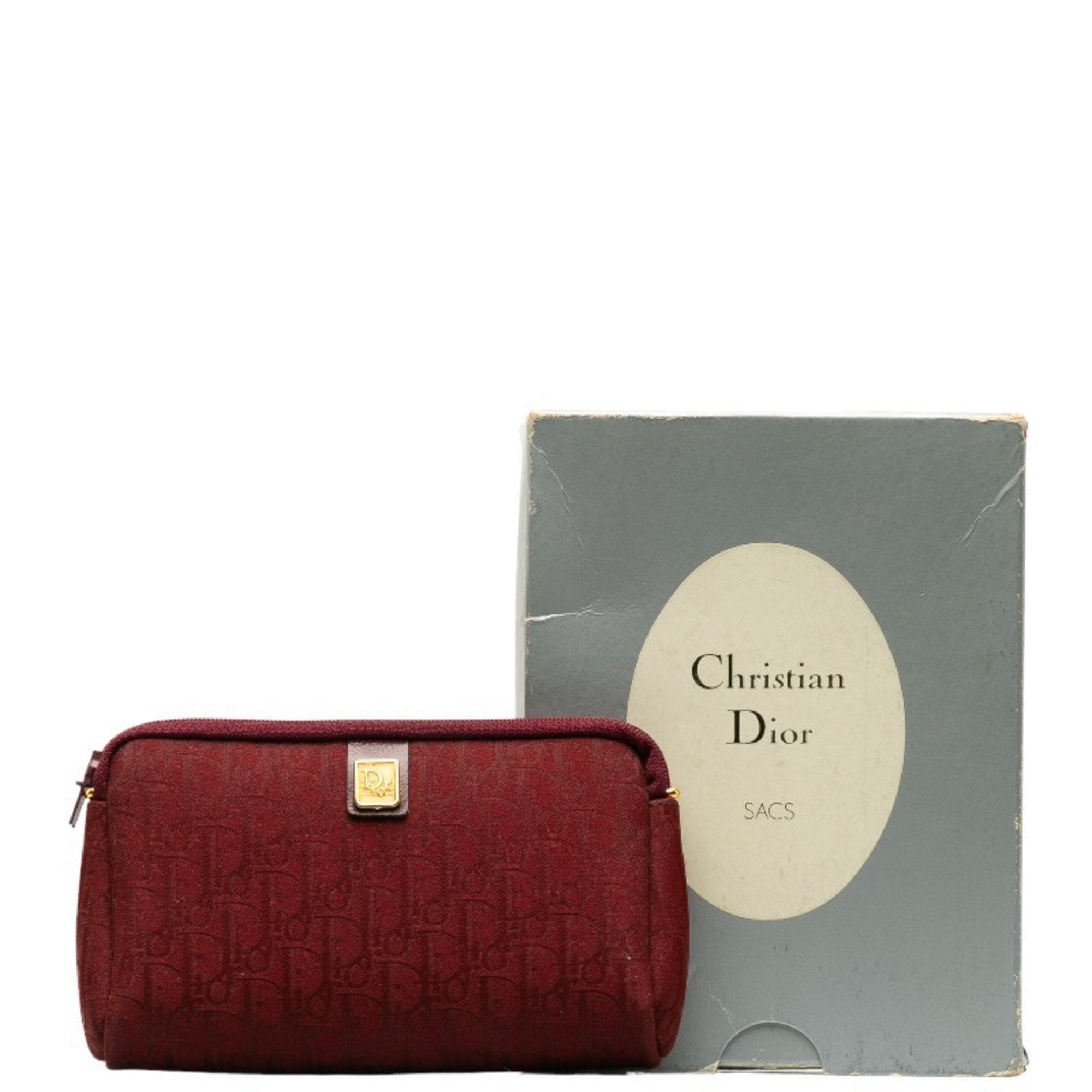 Christian Dior Red Color Canvas Leather Pouch ()