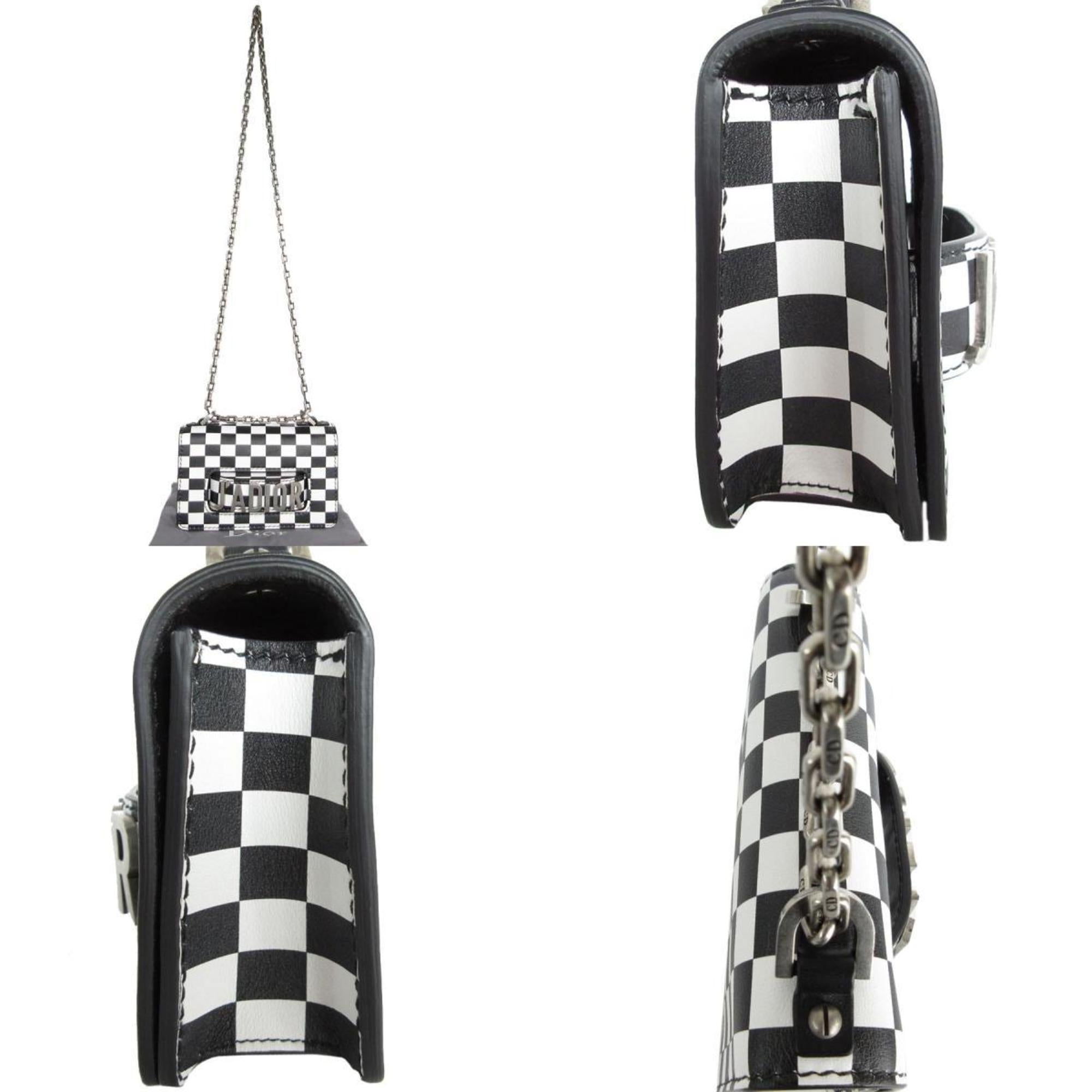 Christian Dior Black White Leather Shoulder Bag ()