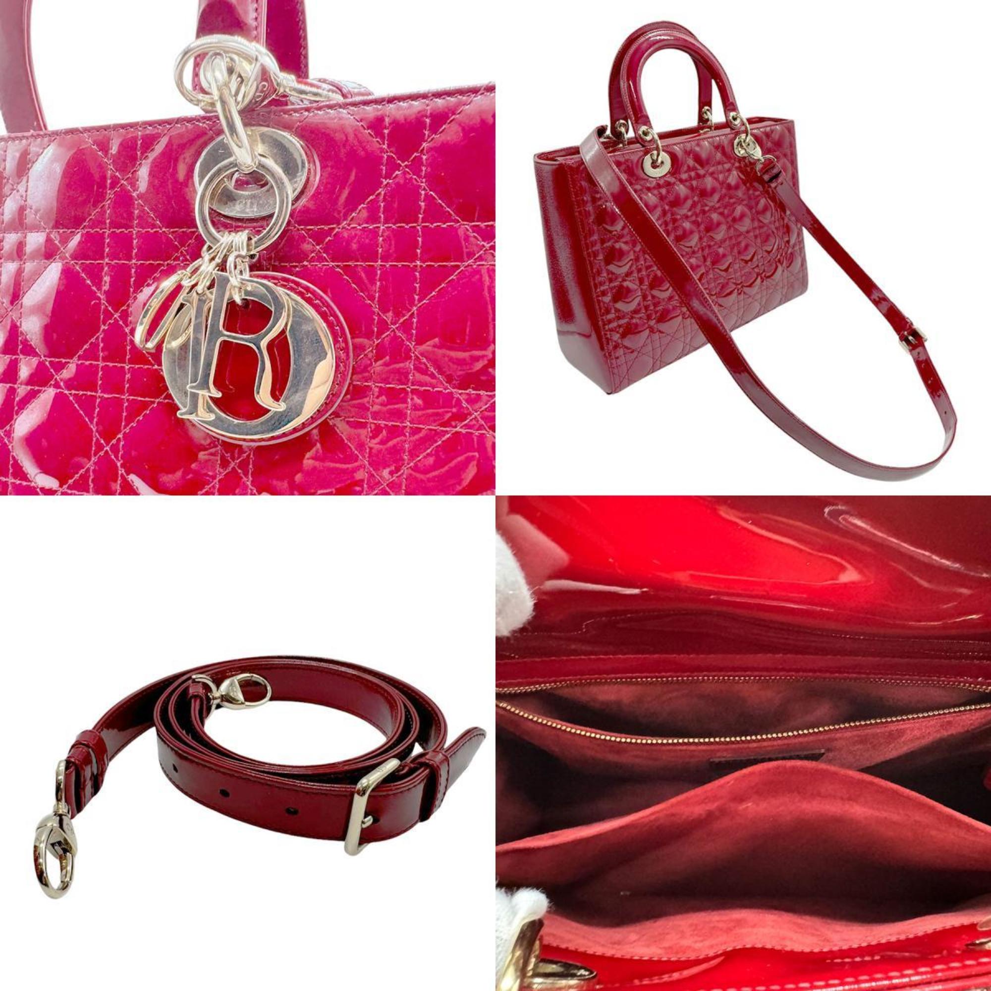 Christian Dior Red Color Patent Leather Handbag Shoulder Bag ()