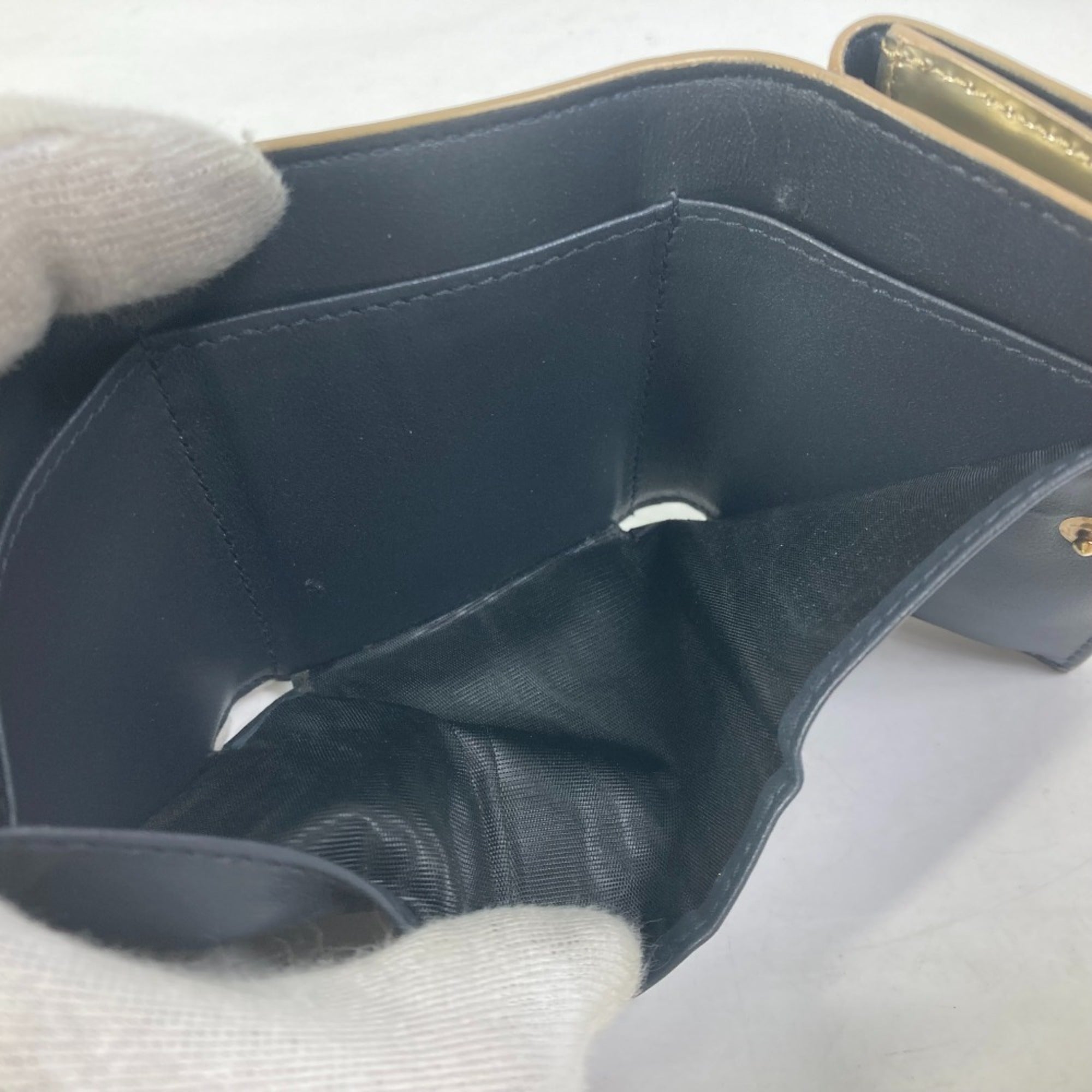 Christian Dior Gold Leather Wallet (Tri-Fold) ()