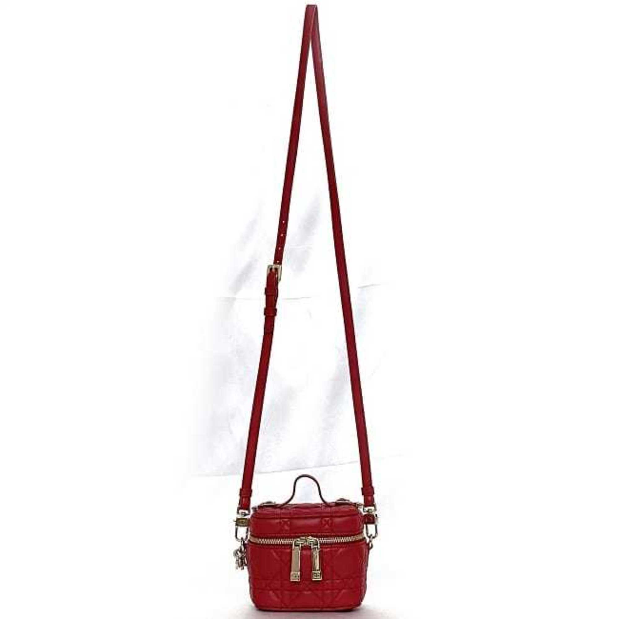 Christian Dior Red Color Leather Shoulder Bag Vanity Bag ()
