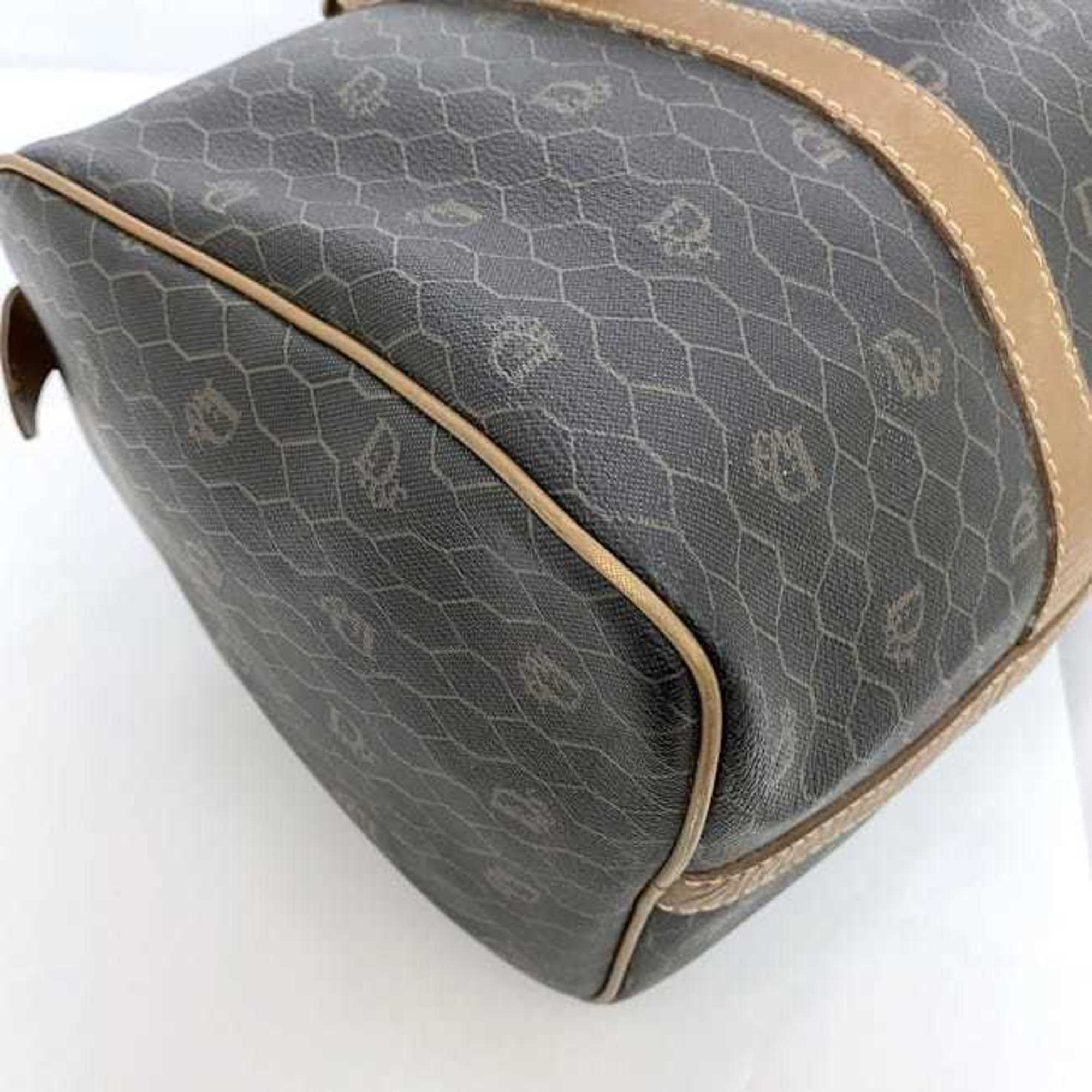 Christian Dior Brown Gray Pvc Leather Boston Bag ()