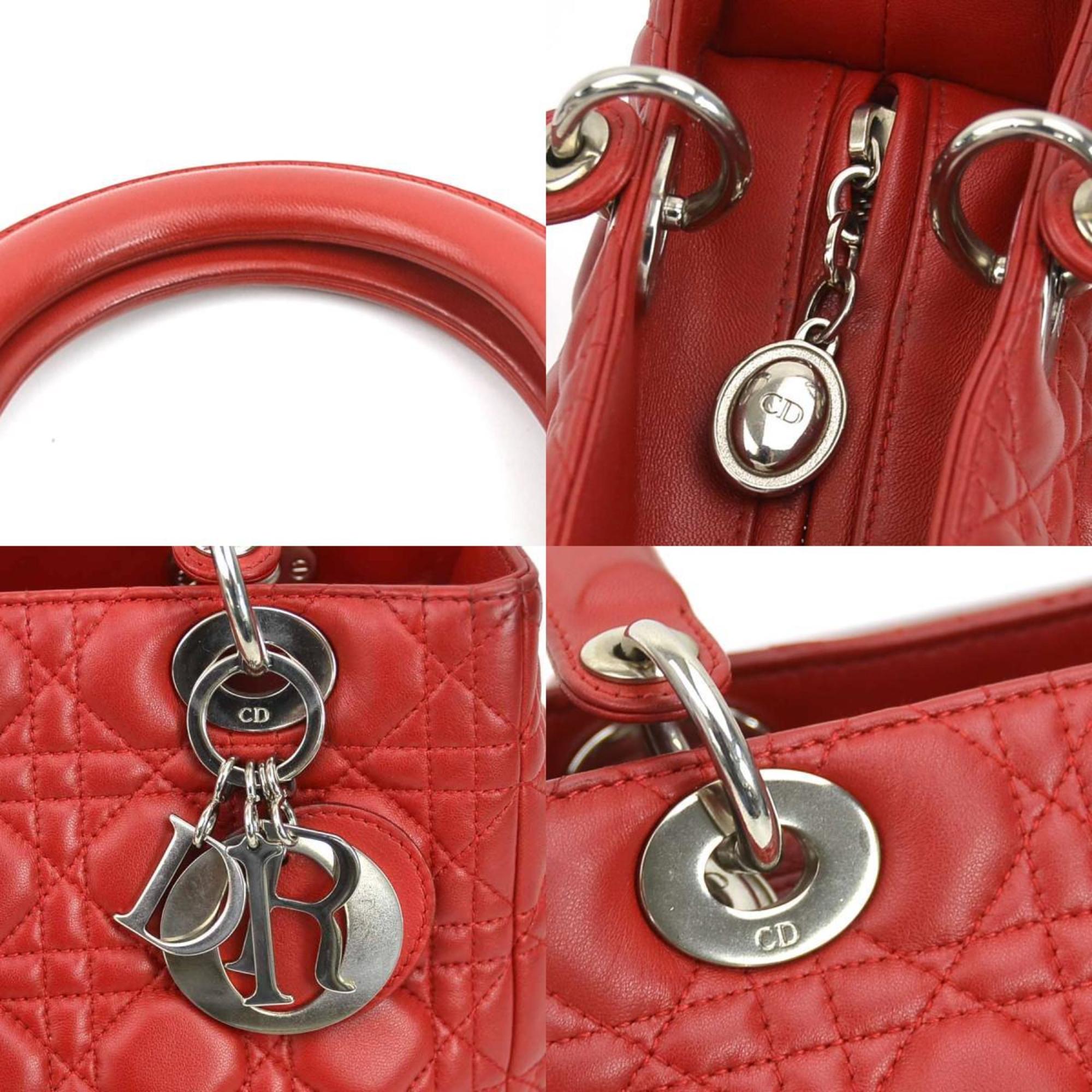 Christian Dior Red Color Leather Handbag Shoulder Bag ()