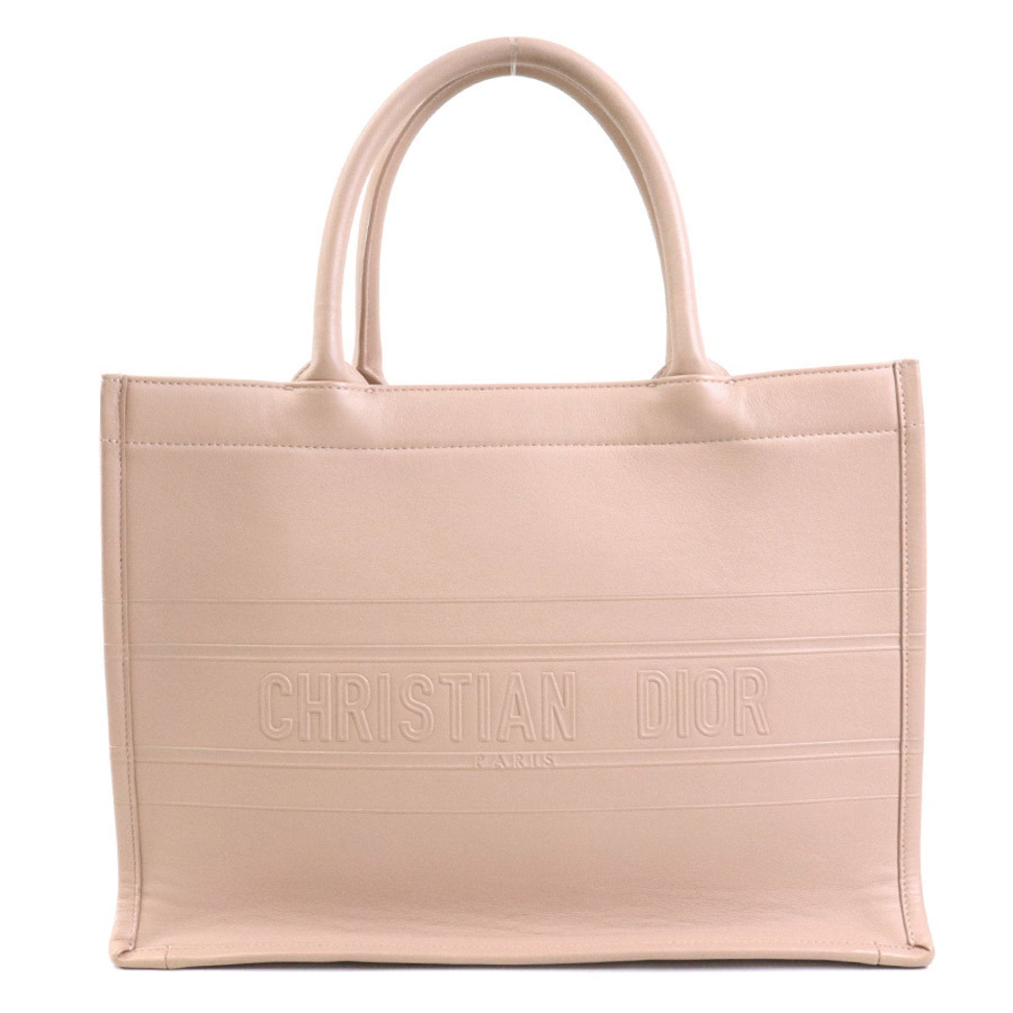 Christian Dior Pink Beige Leather Handbag Tote Bag ()