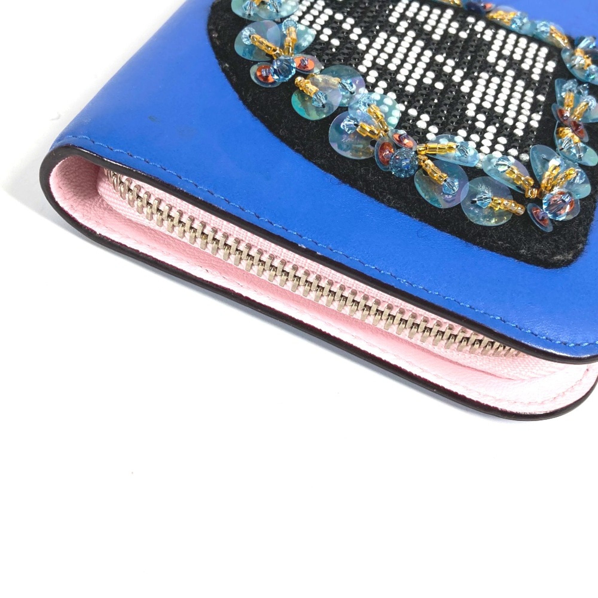 Christian Dior Blue Leather Long Wallet (Bi-Fold) ()