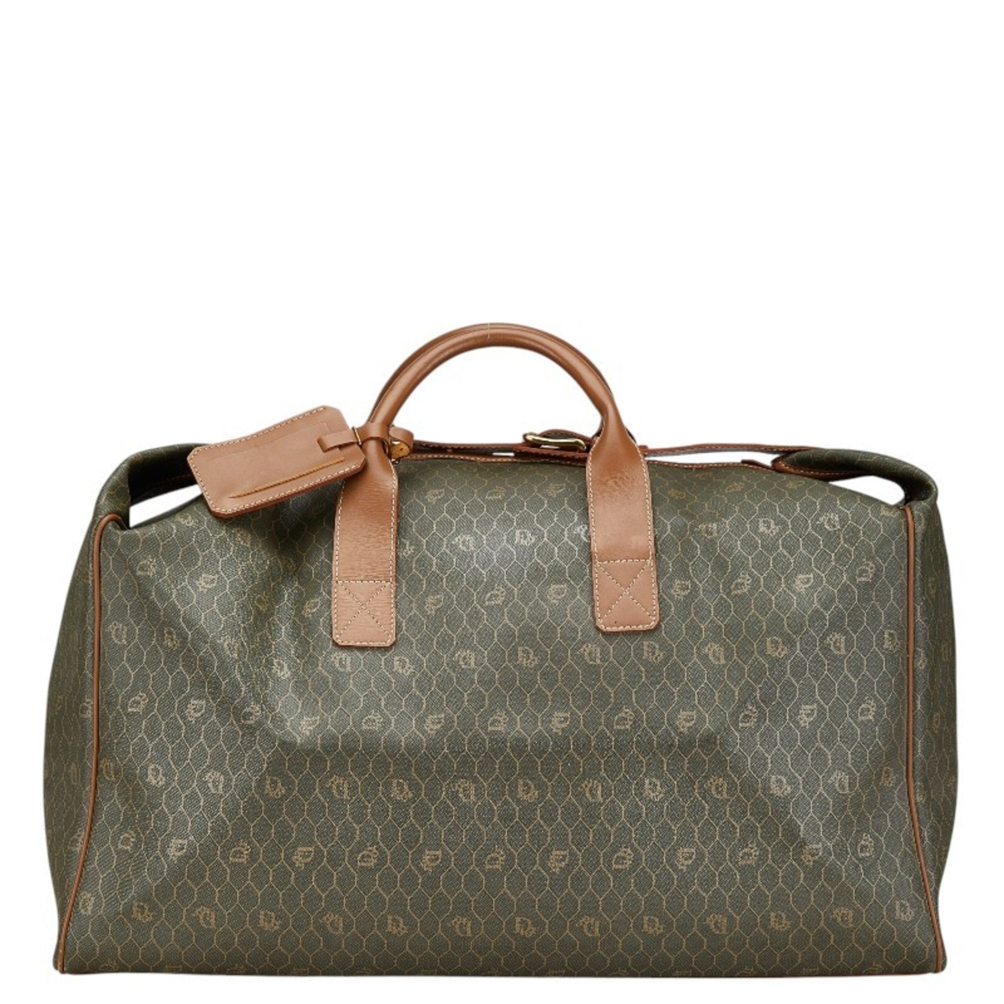 Christian Dior Black Brown Pvc Leather Boston Bag Handbag ()