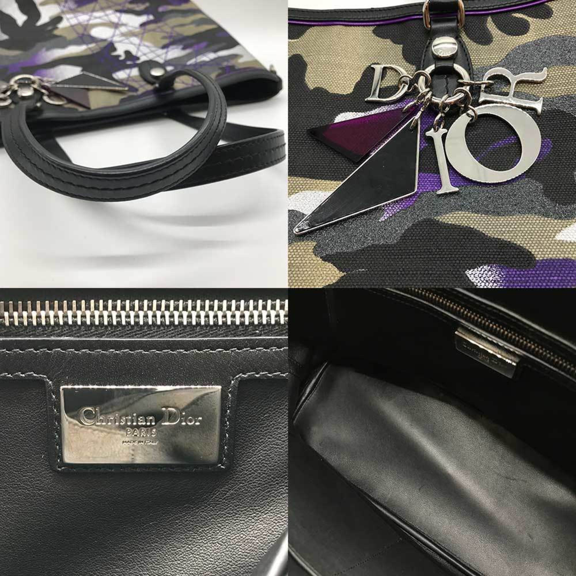 Christian Dior Camouflage Multi-Color Canvas Leather Tote Bag ()