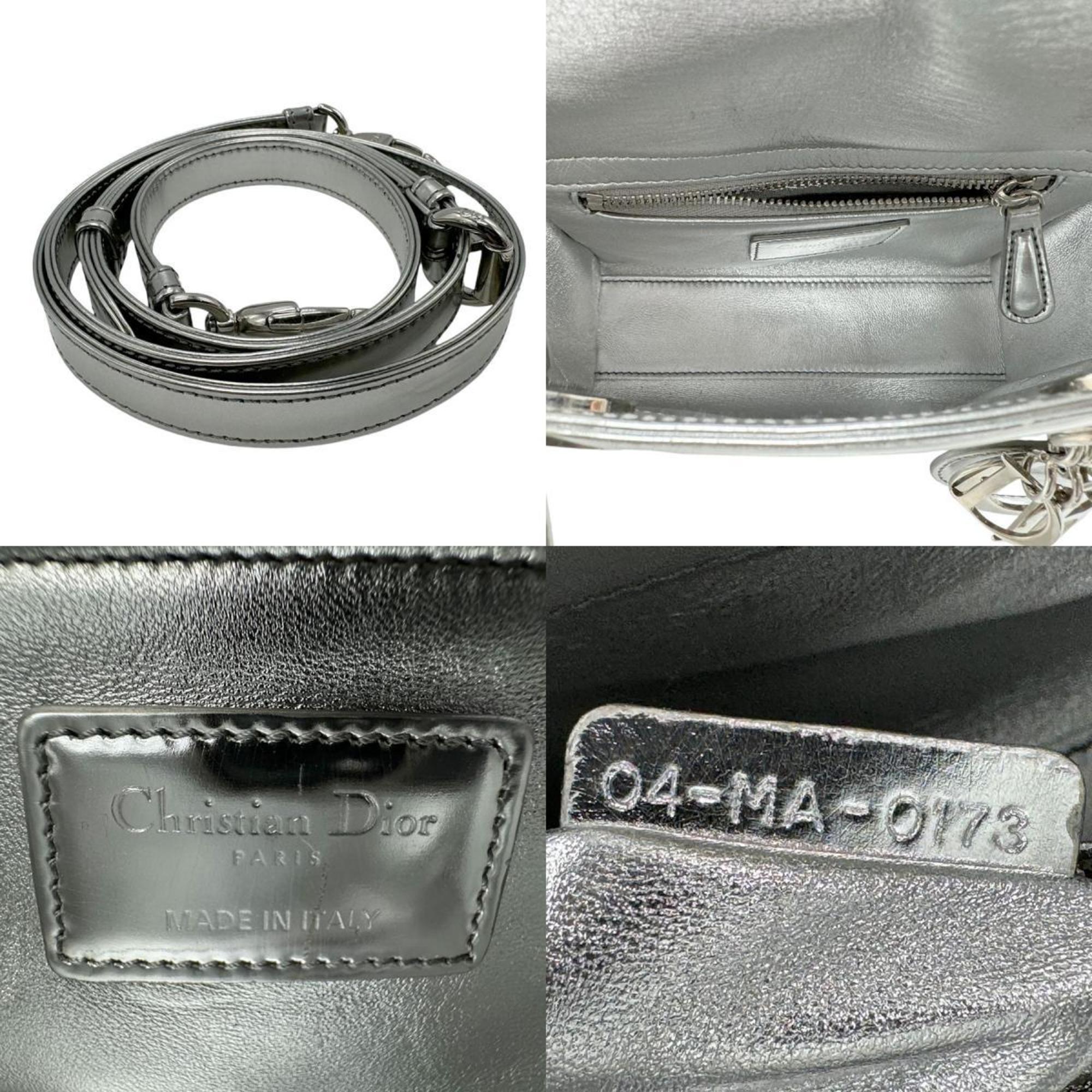 Christian Dior Silver Leather Handbag Shoulder Bag ()
