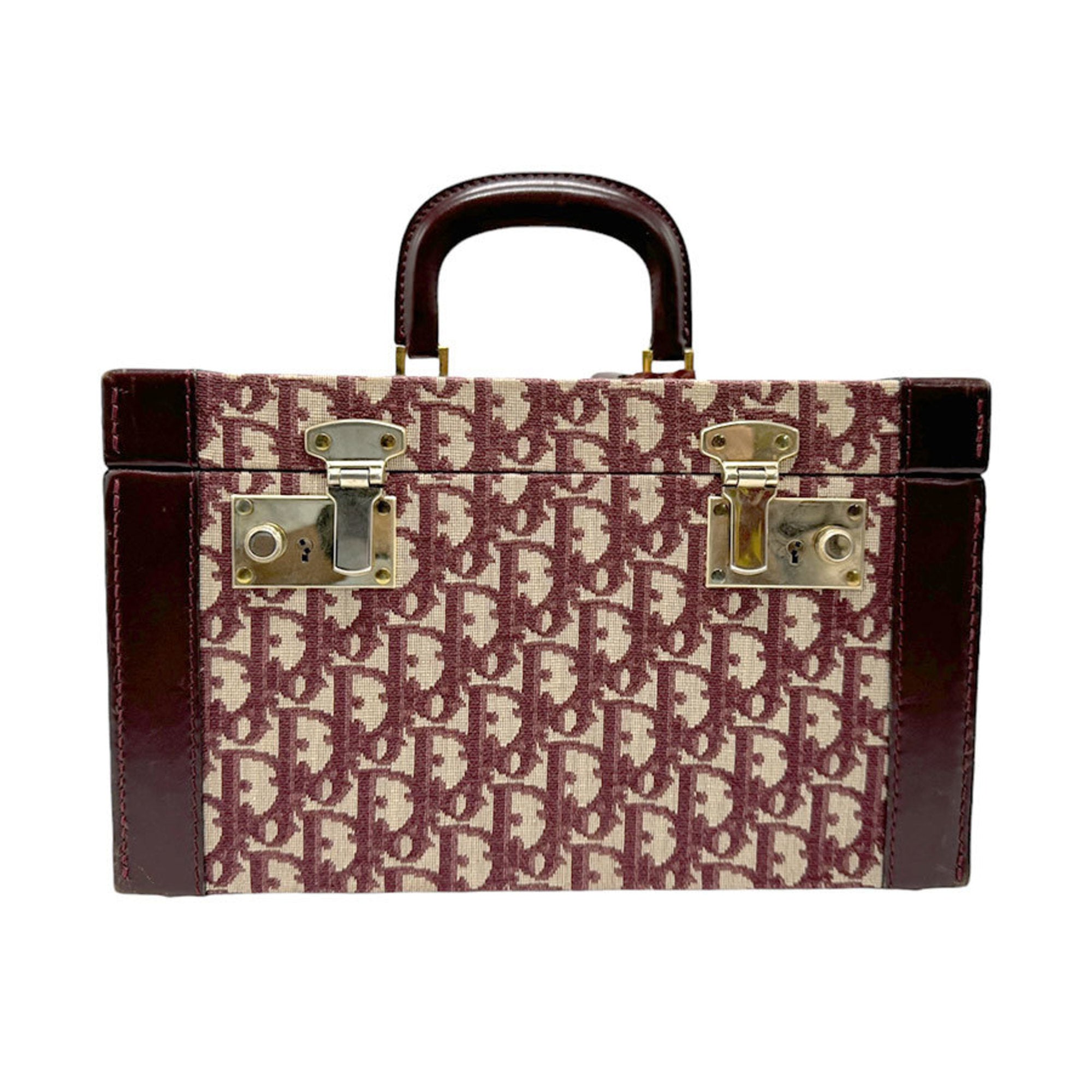 Christian Dior Bordeaux Canvas Leather Handbag ()