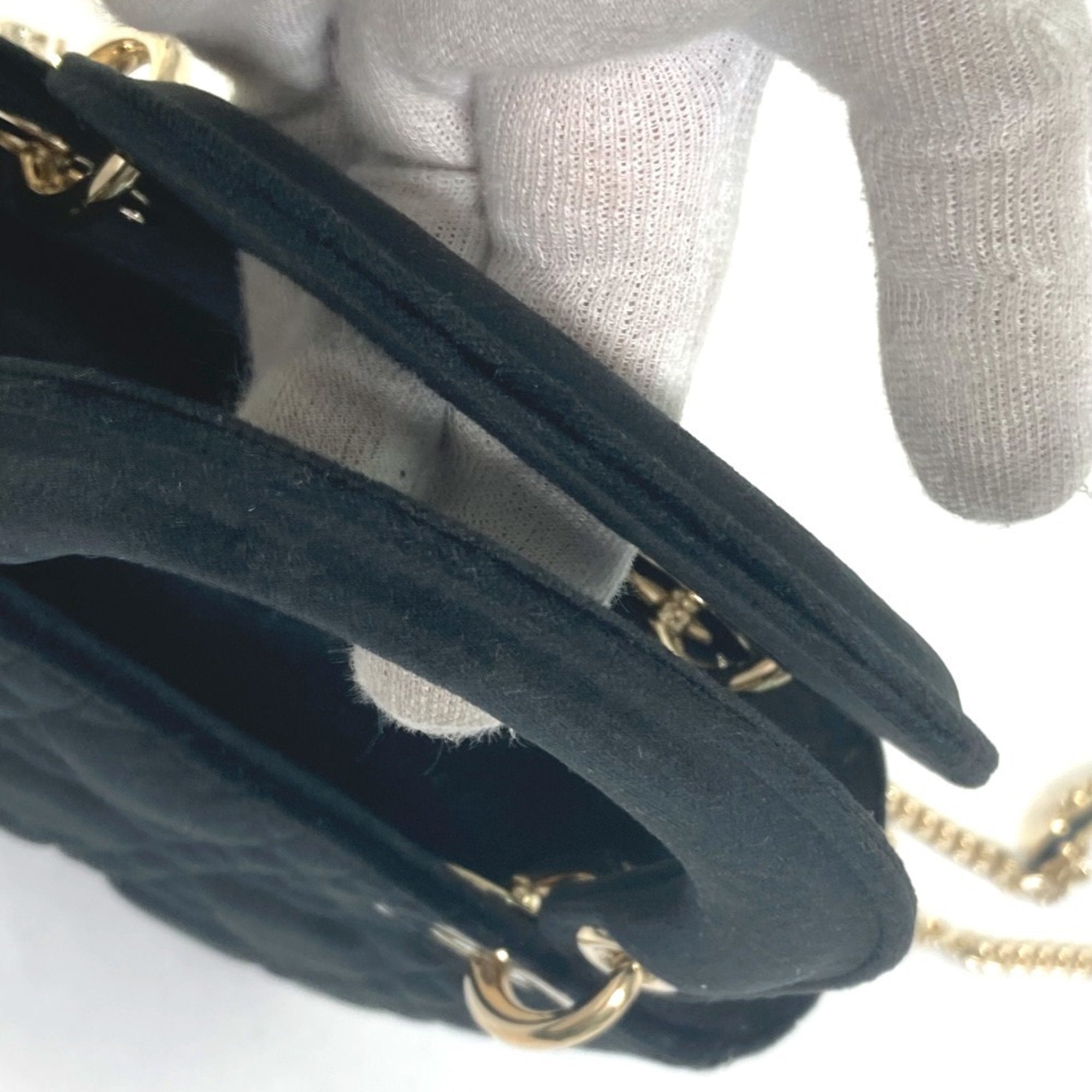 Christian Dior Lady Dior Black Leather Handbag Shoulder Bag ()