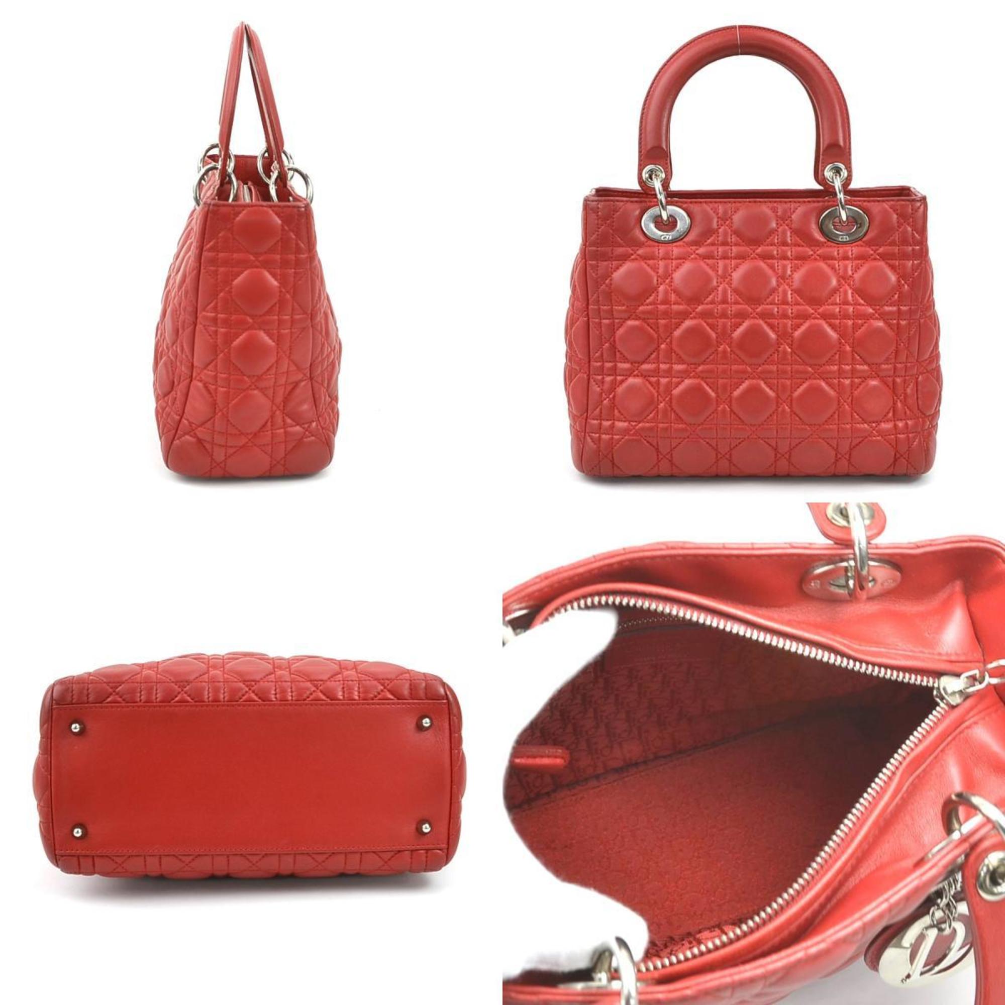 Christian Dior Red Color Leather Handbag Shoulder Bag ()