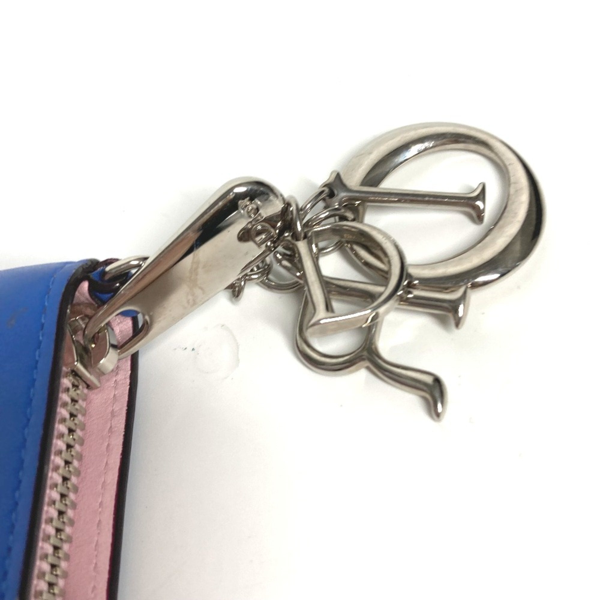 Christian Dior Blue Leather Long Wallet (Bi-Fold) ()