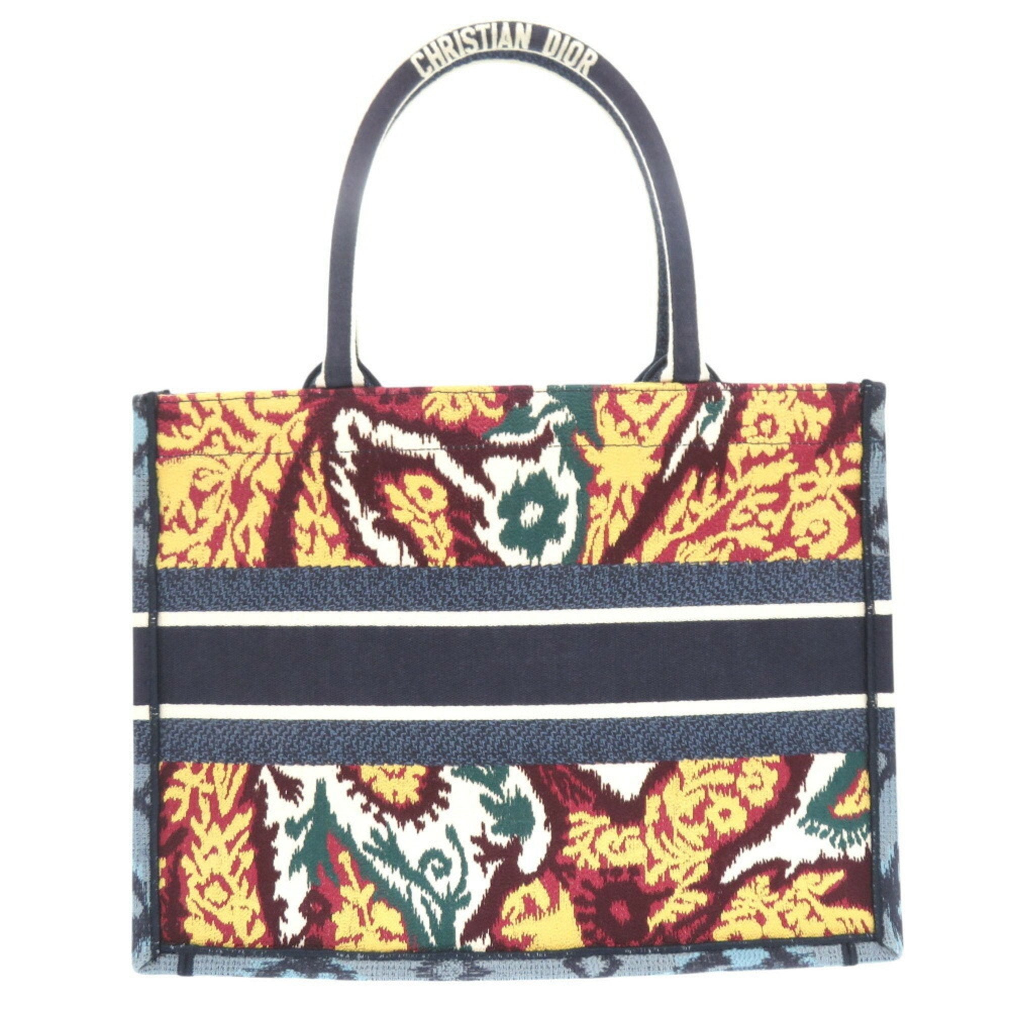 Christian Dior Blue Red Color Yellow Canvas Tote Bag ()