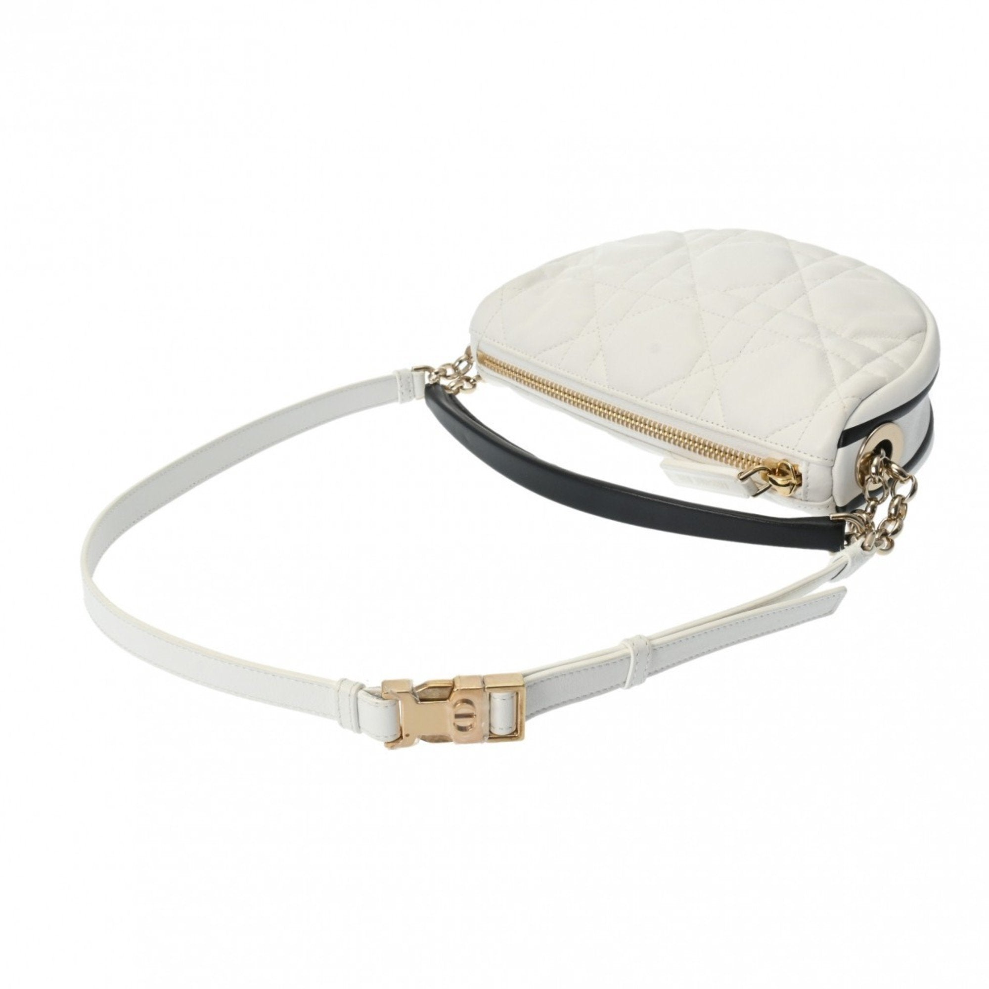 Christian Dior Black White Leather Shoulder Bag ()