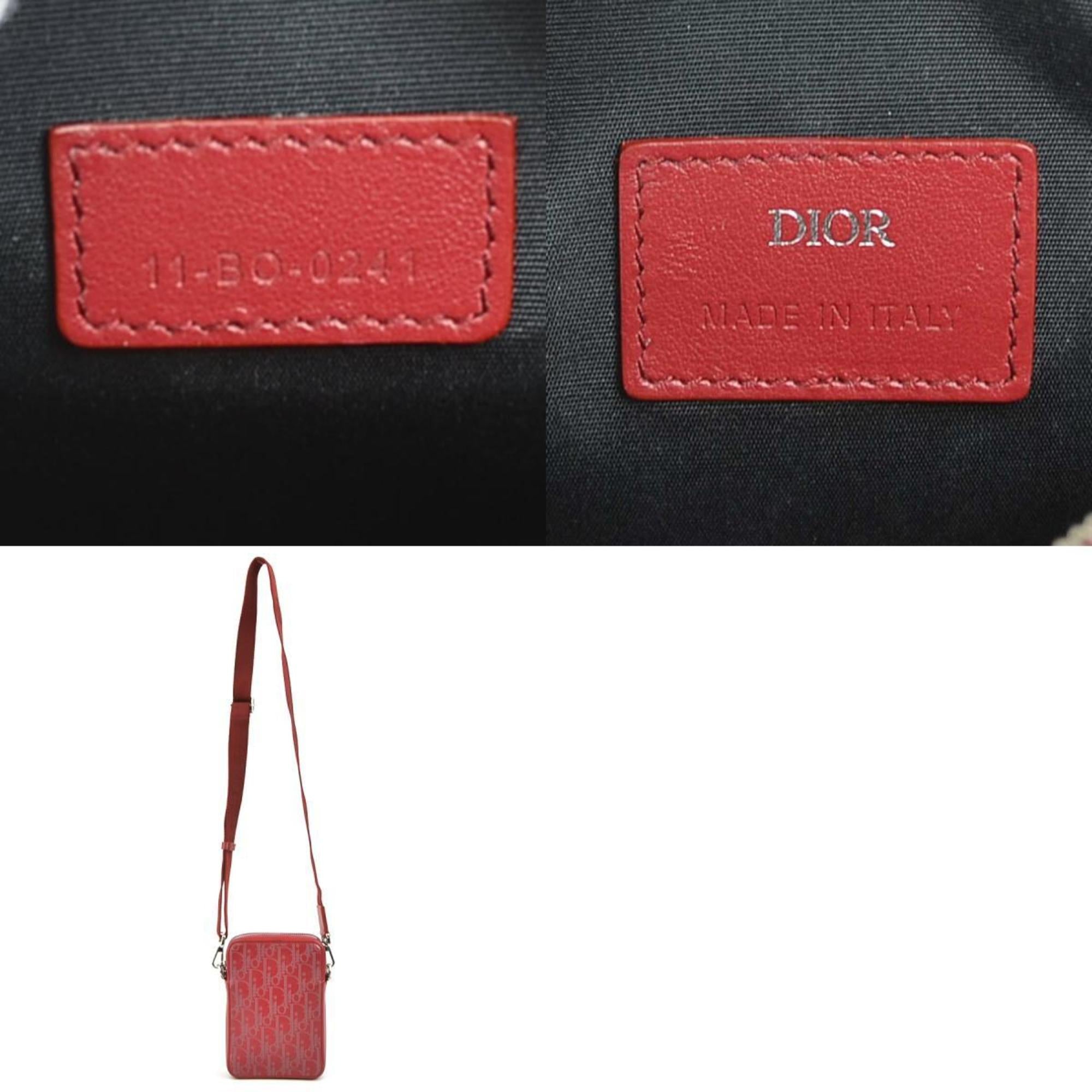 Christian Dior Dark Red Gray Leather Shoulder Bag ()