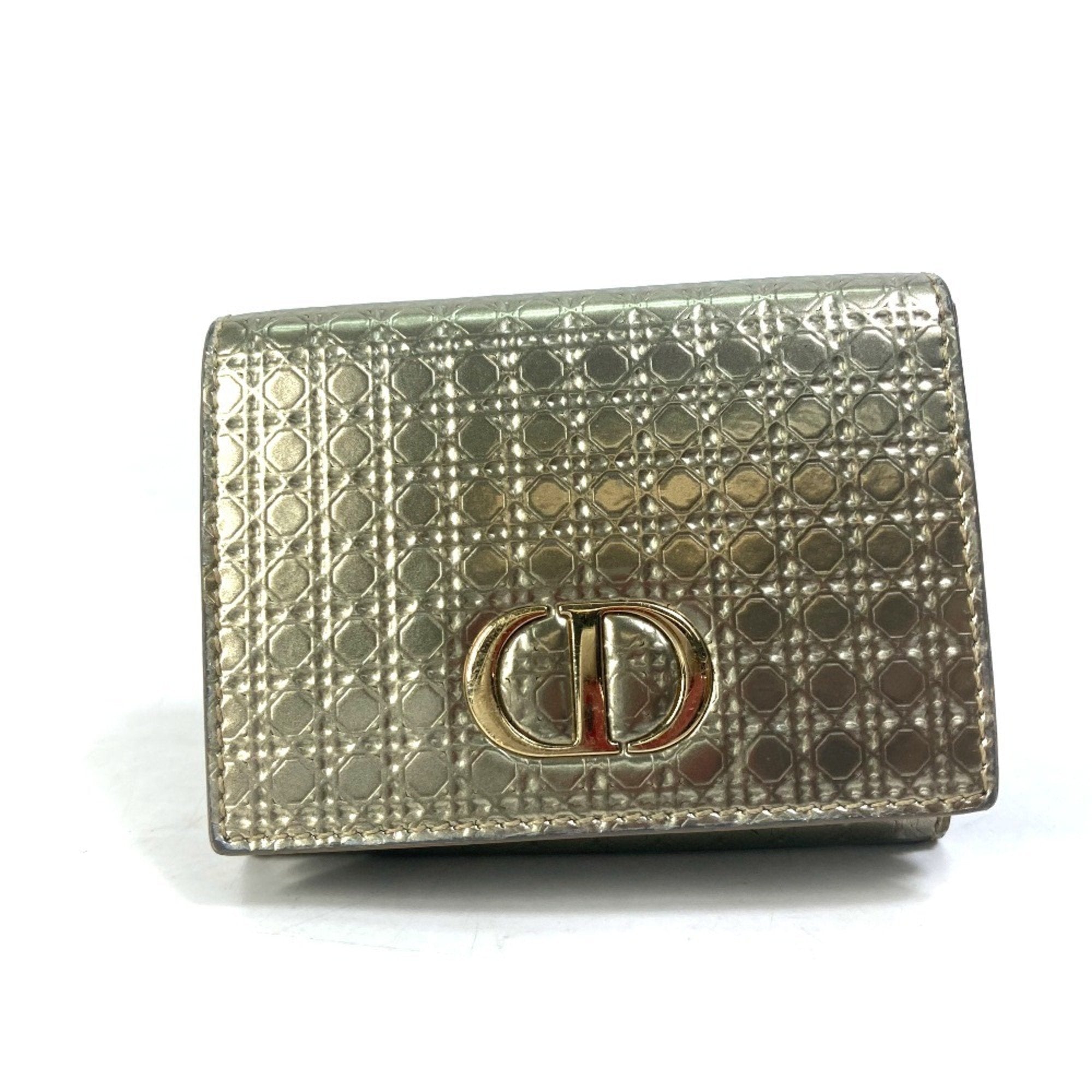 Christian Dior Gold Leather Wallet (Tri-Fold) ()