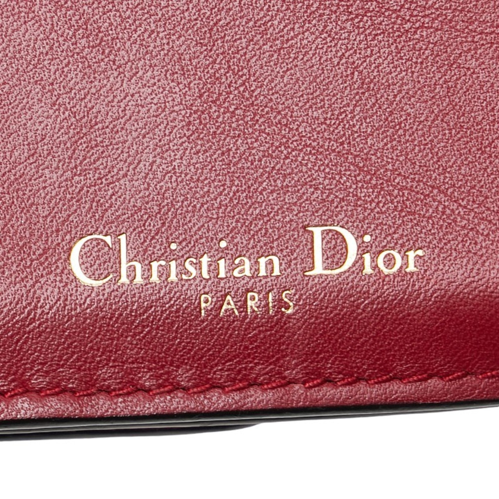 Christian Dior Red Color Wine Leather Wallet (Tri-Fold) ()