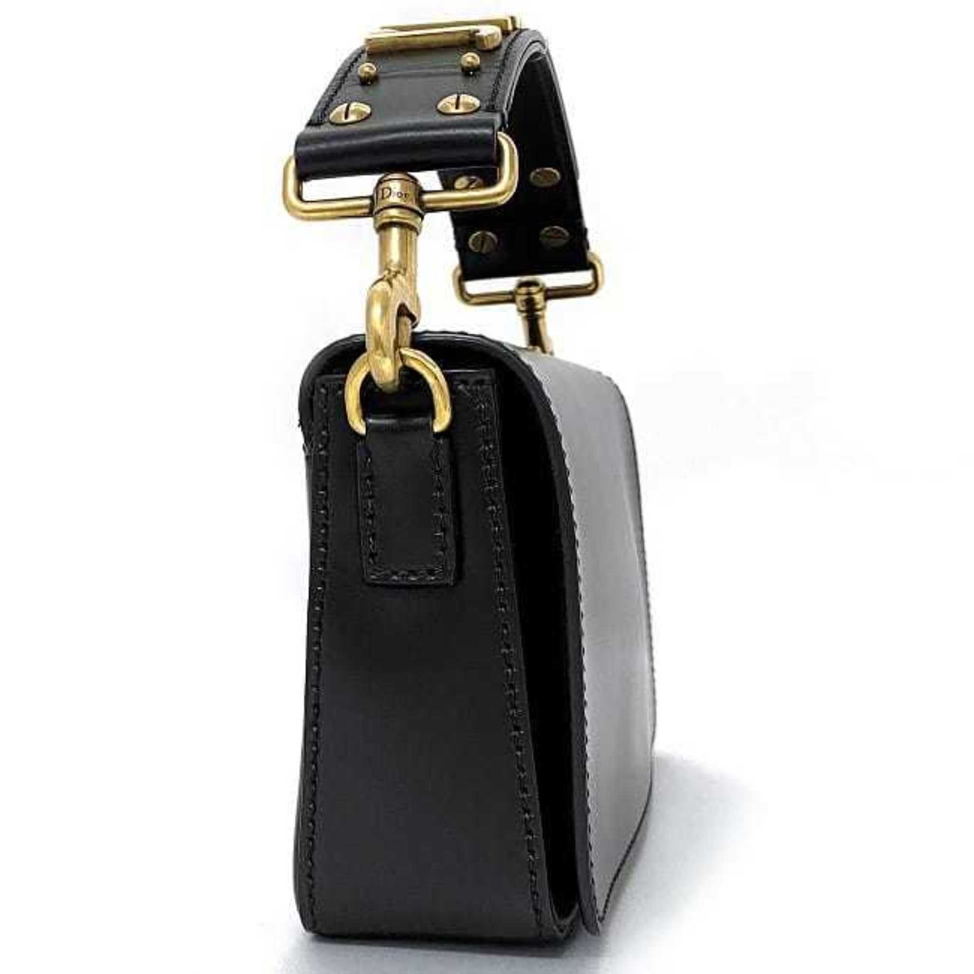 Christian Dior Black Leather Clutch Bag Handbag ()