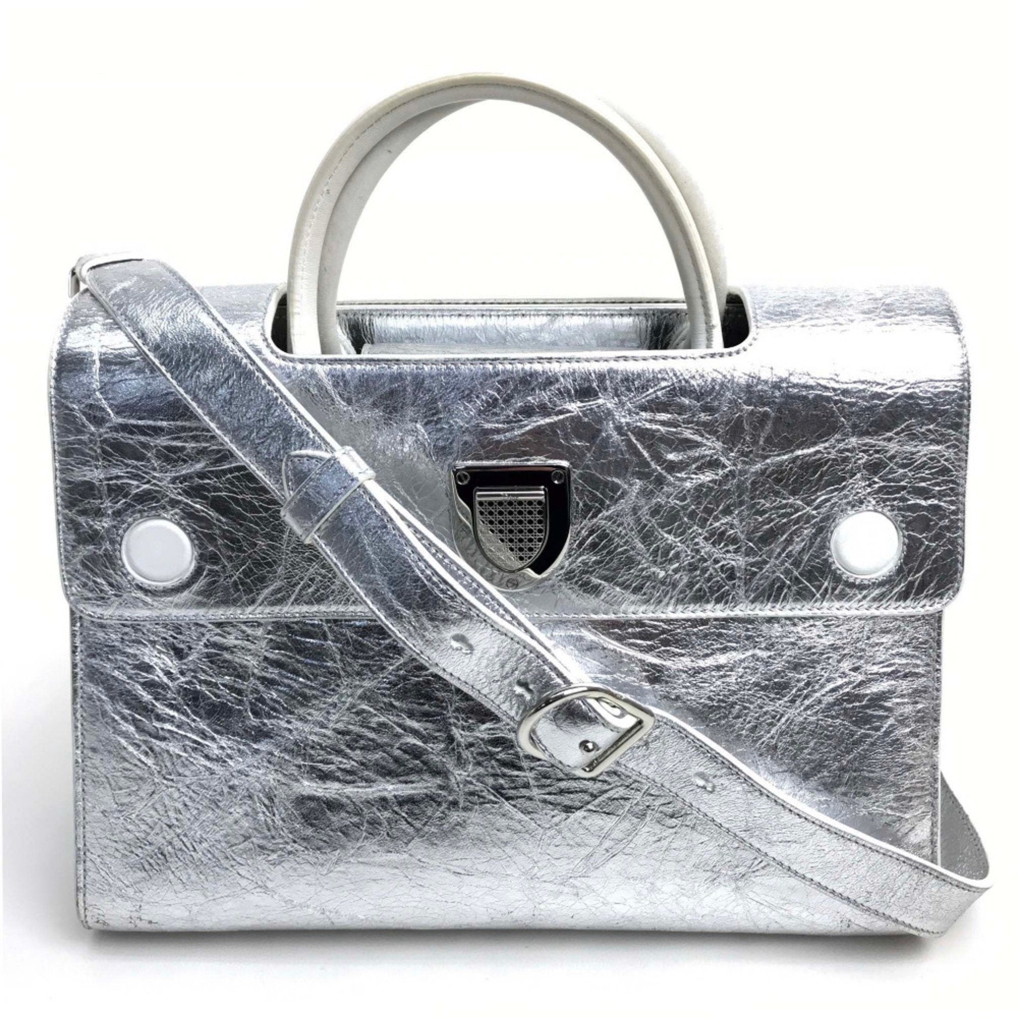 Christian Dior Silver Leather Handbag ()
