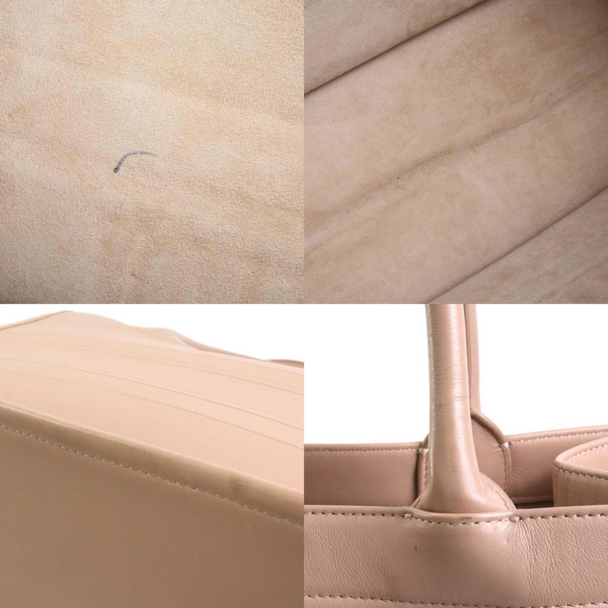 Christian Dior Pink Beige Leather Handbag Tote Bag ()