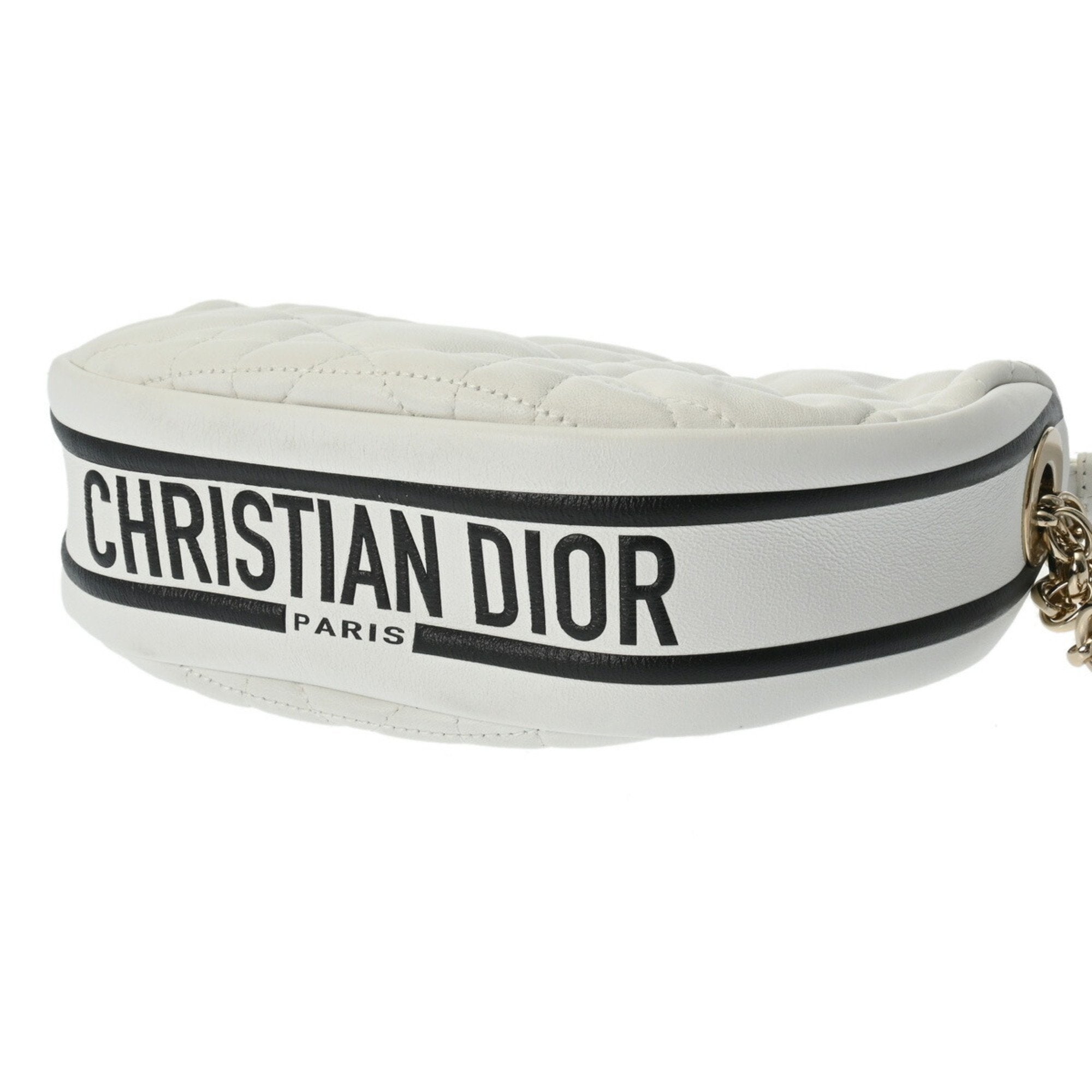 Christian Dior Black White Leather Shoulder Bag ()