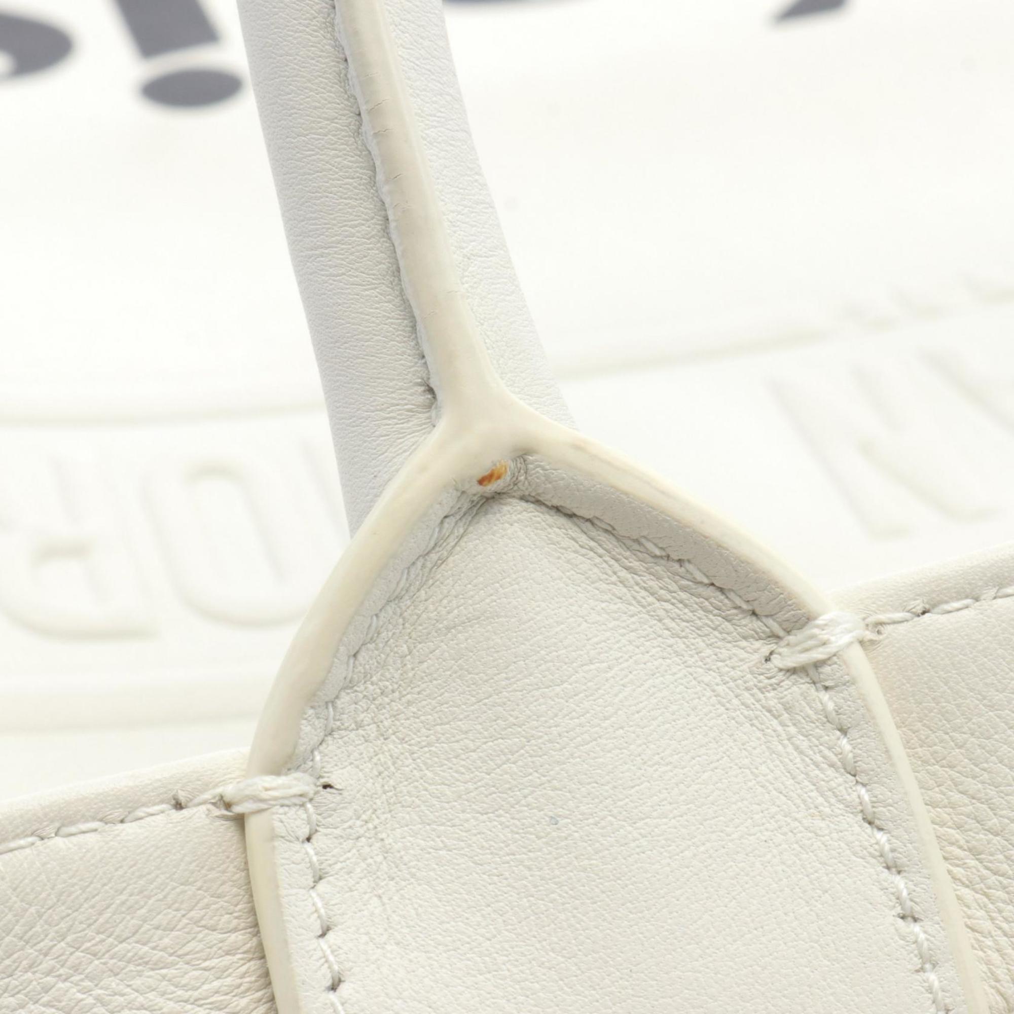 Christian Dior Black White Leather Tote Bag ()