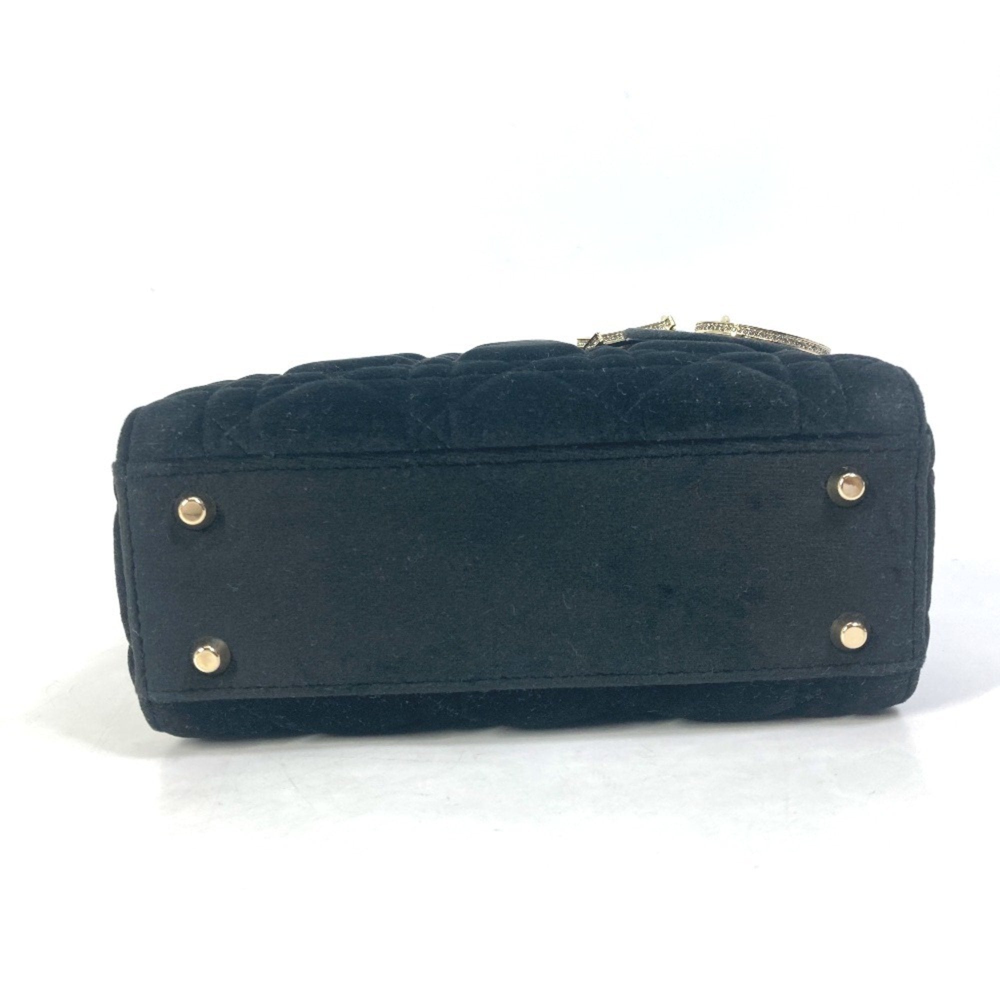 Christian Dior Lady Dior Black Leather Handbag Shoulder Bag ()