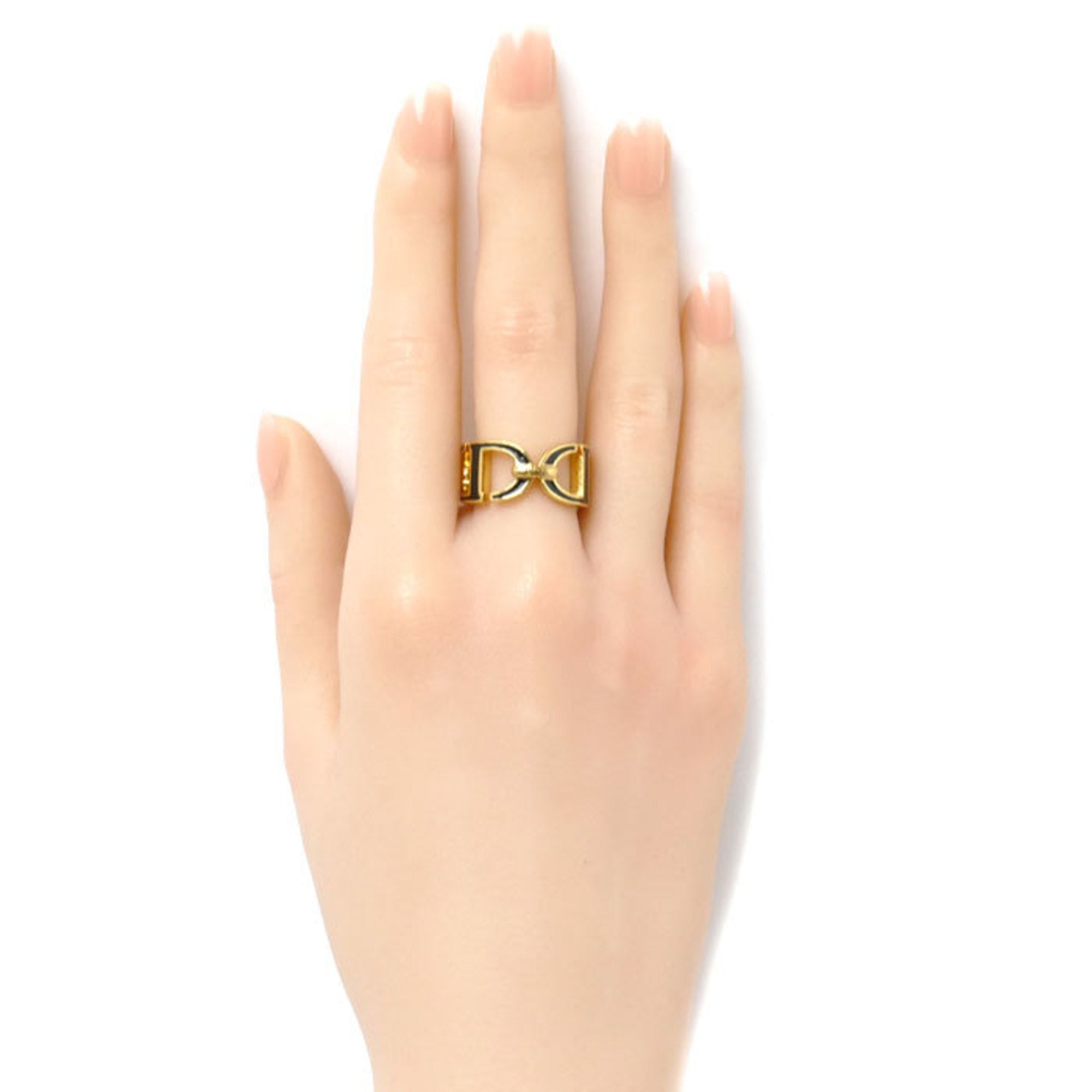 Christian Dior Black Gold Lacquer Metal Band Ring ()