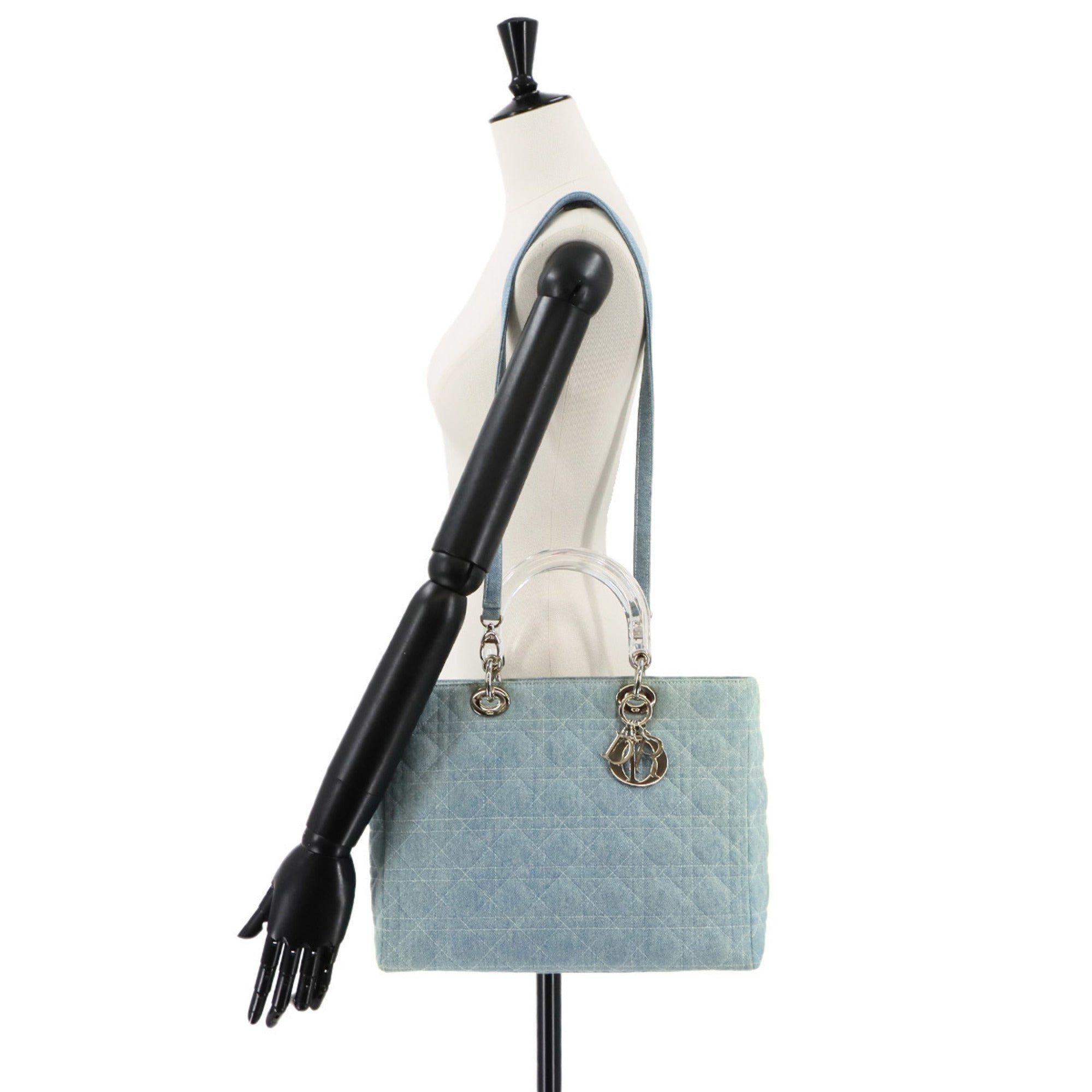 Christian Dior Blue Denim Handbag Shoulder Bag ()