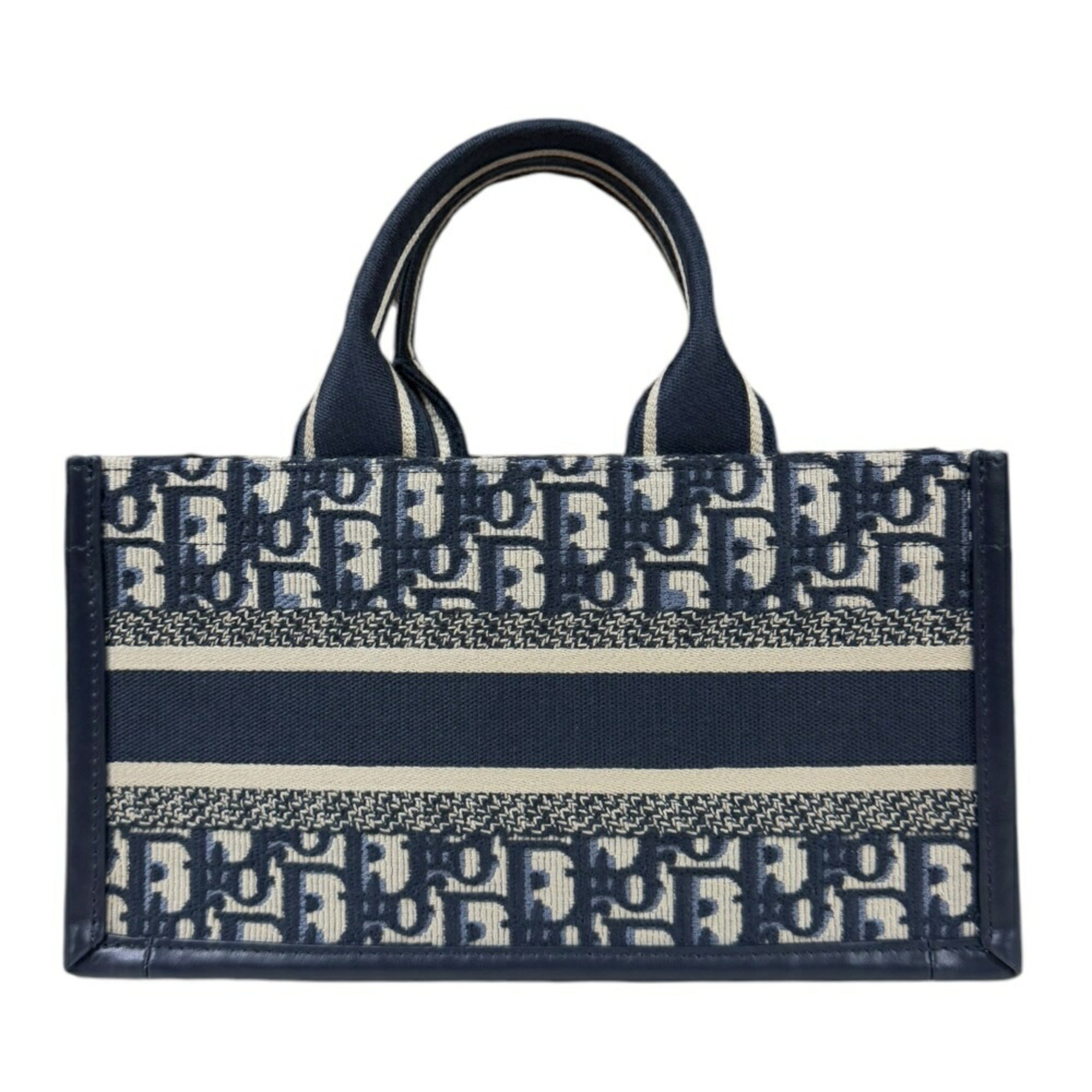 Christian Dior Navy Canvas Leather Handbag Shoulder Bag ()
