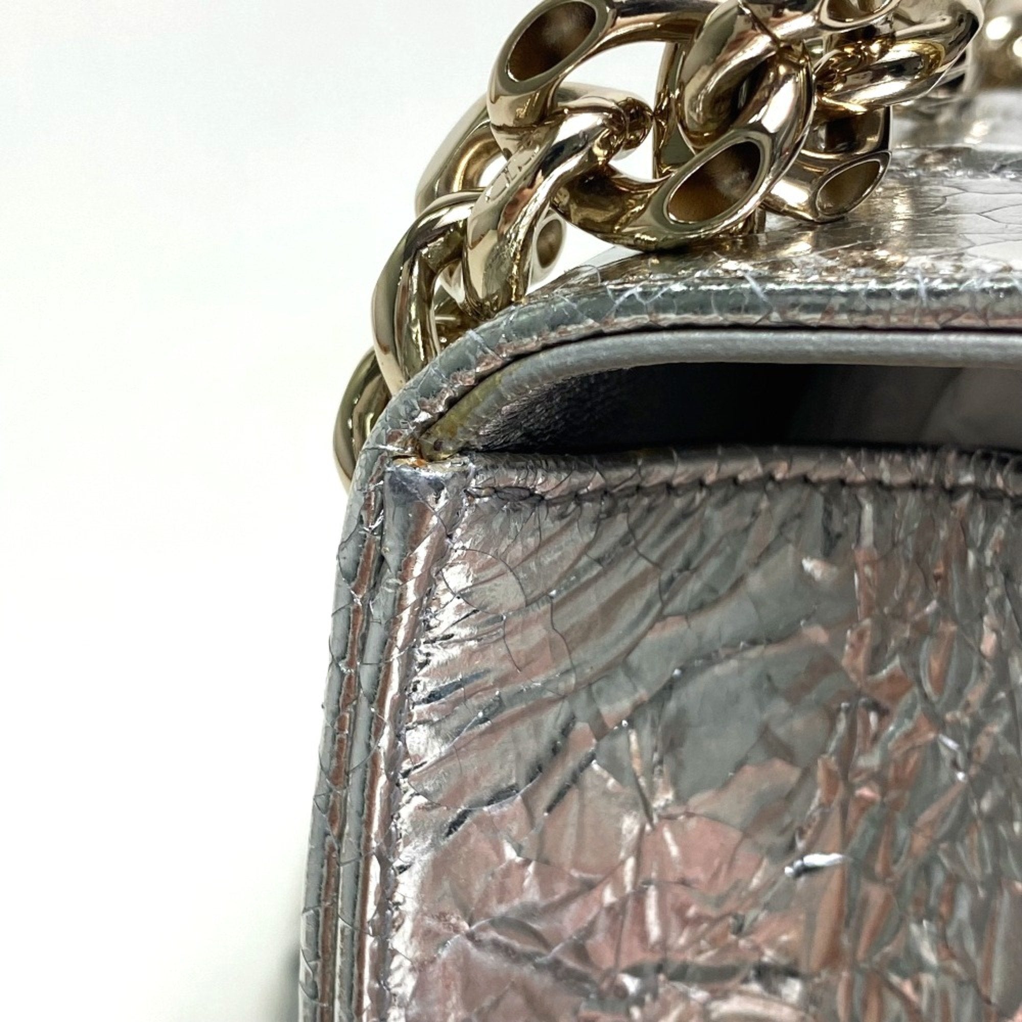 Christian Dior Silver Leather Shoulder Bag ()