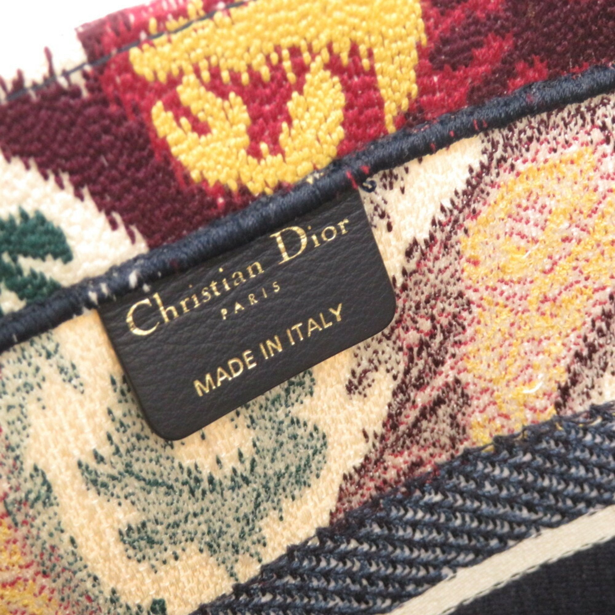 Christian Dior Blue Red Color Yellow Canvas Tote Bag ()