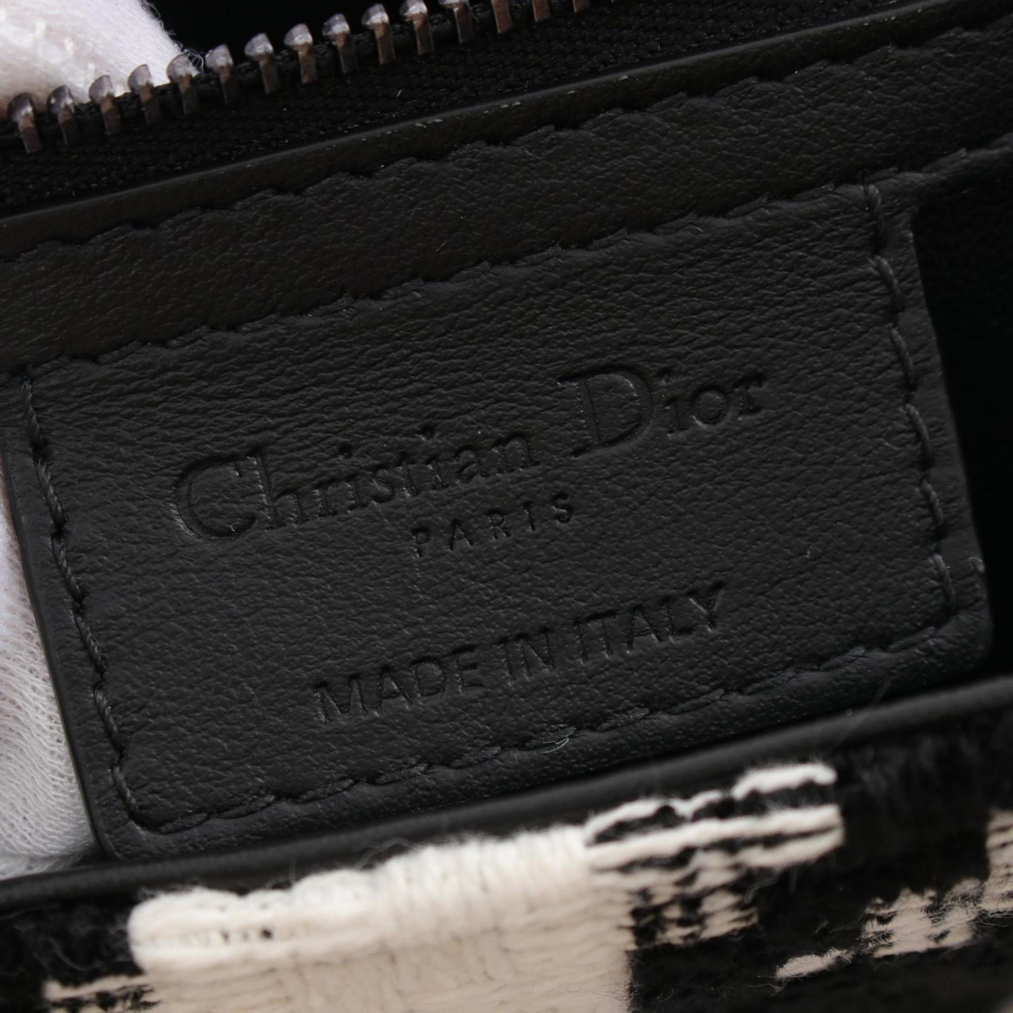 Christian Dior Black White Fabric Shoulder Bag