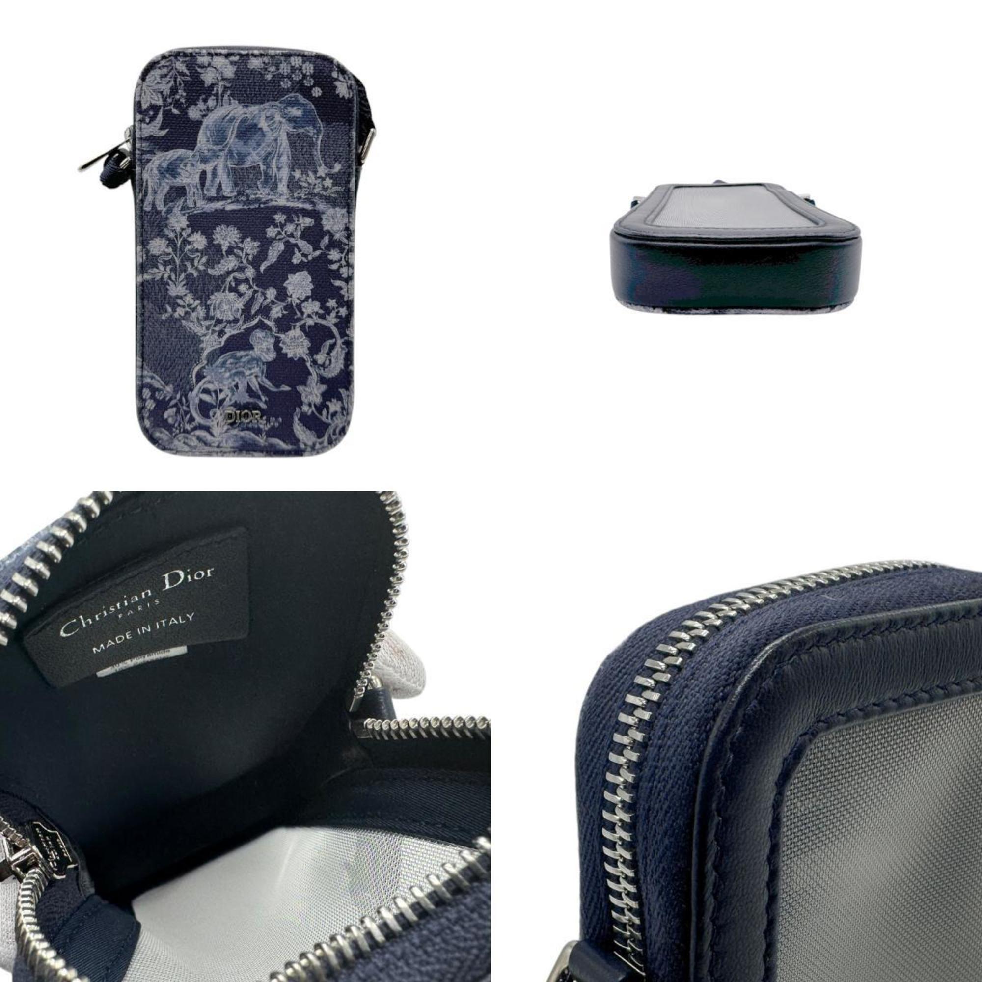 Christian Dior Navy Canvas Leather Shoulder Bag ()