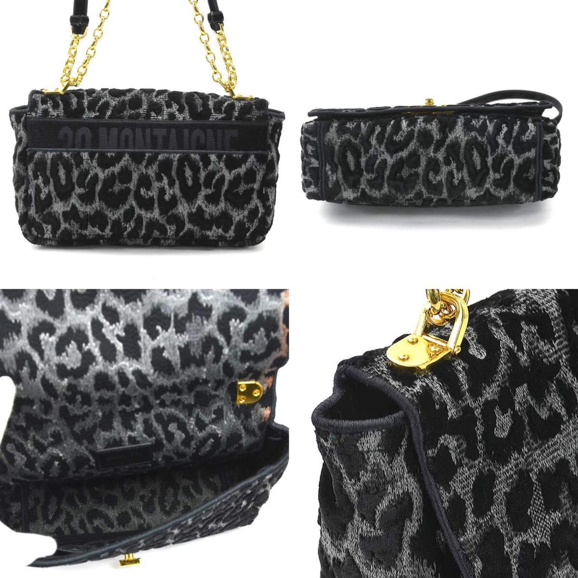 Christian Dior Black Gray Velvet Canvas Shoulder Bag ()