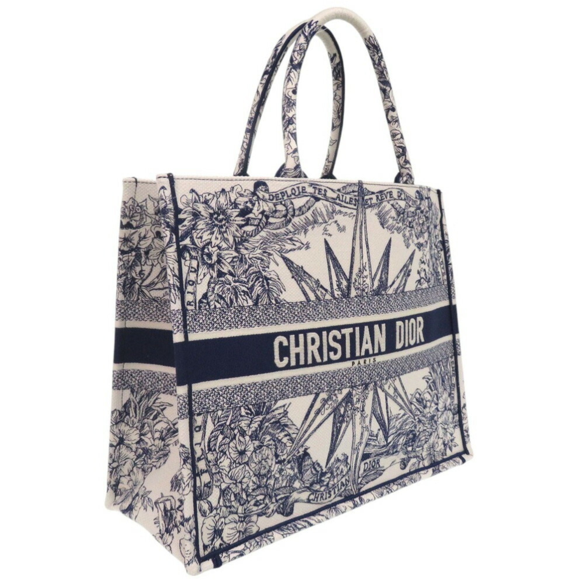 Christian Dior Blue White Canvas Handbag ()