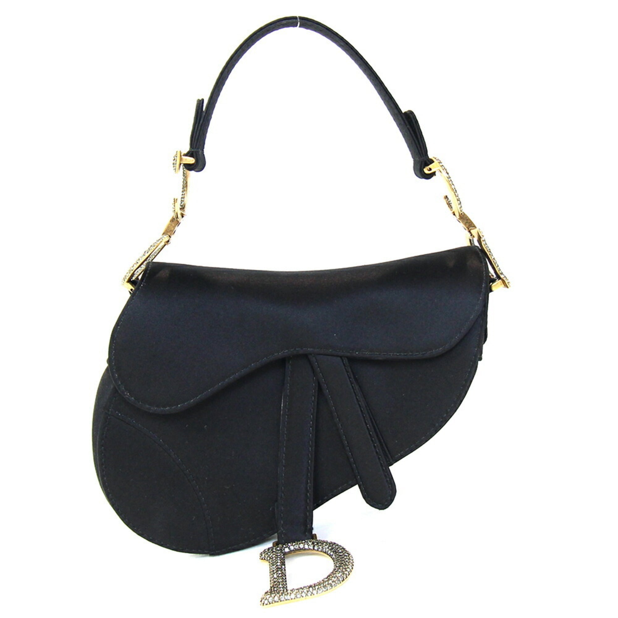 Christian Dior Black Satin Saddle Bag ()