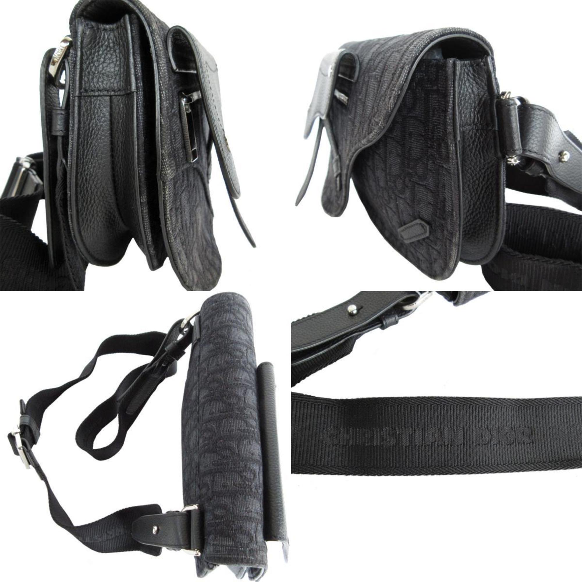 Christian Dior Black Canvas Leather Sling Bag ()