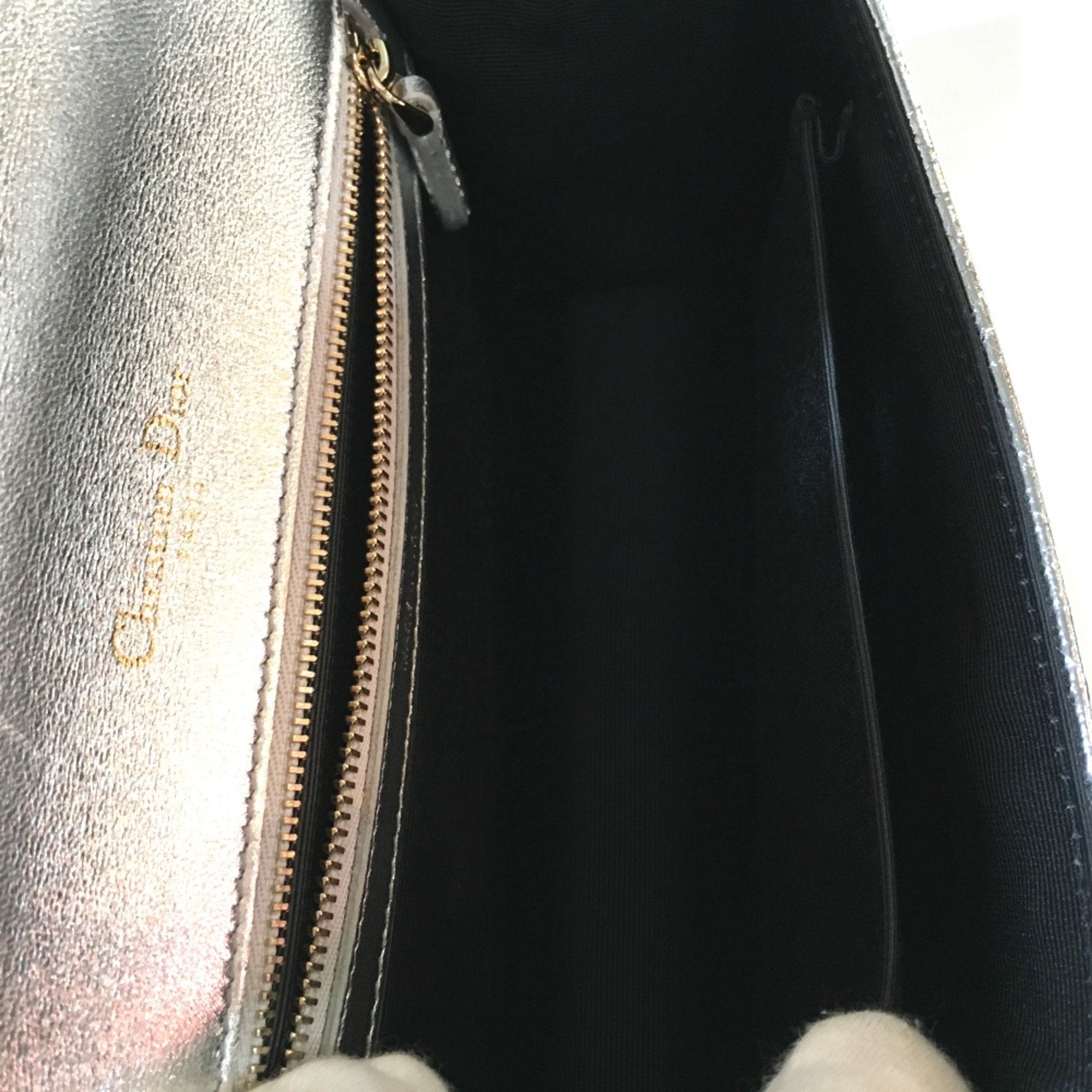Christian Dior Silver Leather Shoulder Bag ()