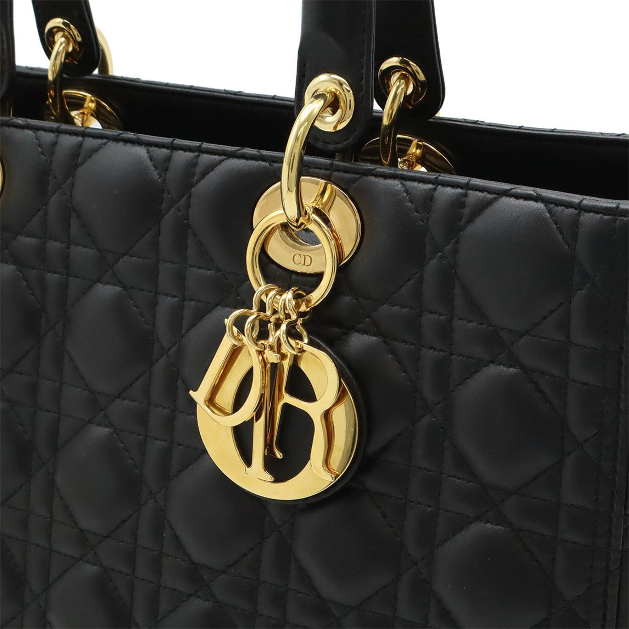 Christian Dior Black Leather Shoulder Bag Tote Bag ()