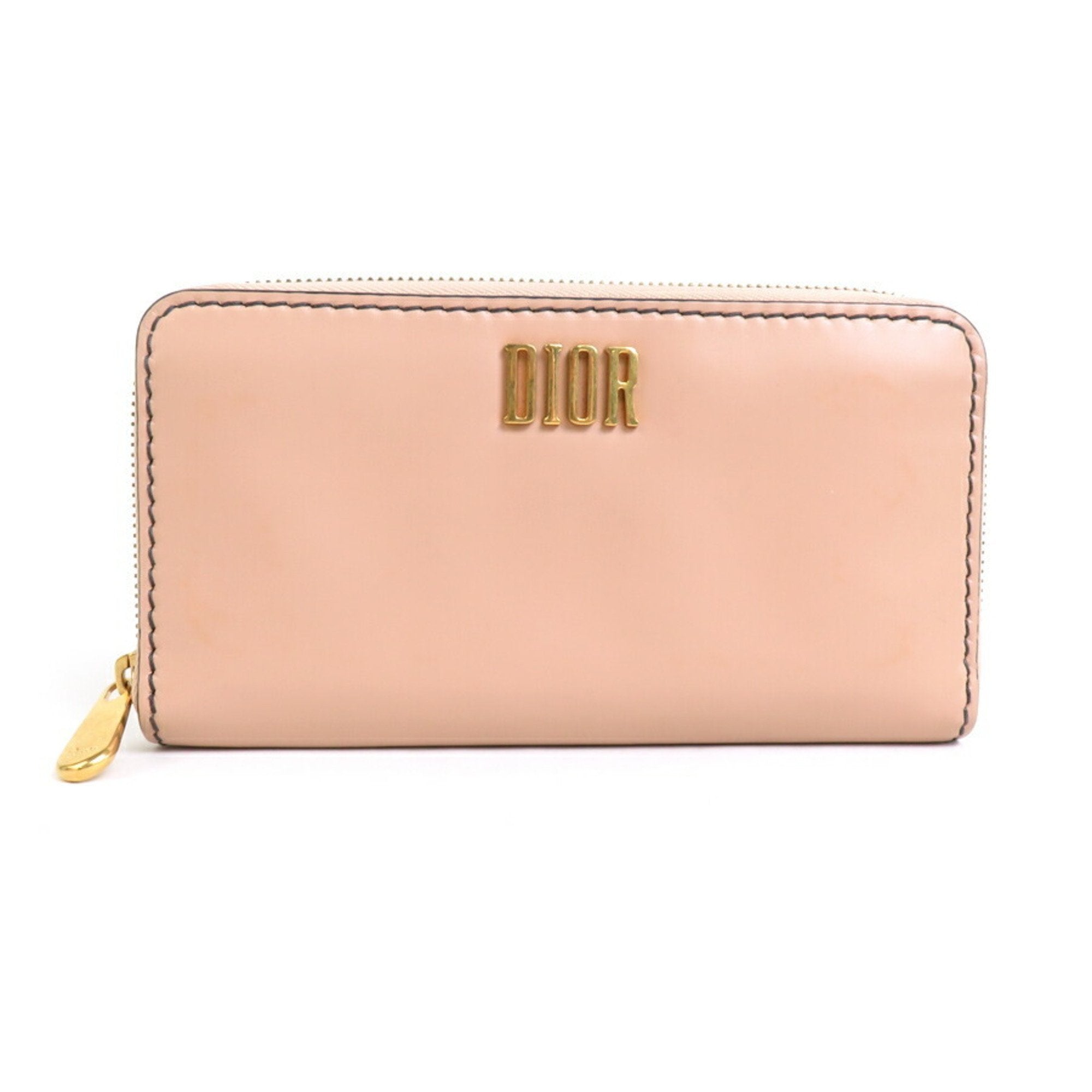Christian Dior Pink Beige Leather Long Wallet (Bi-Fold) ()