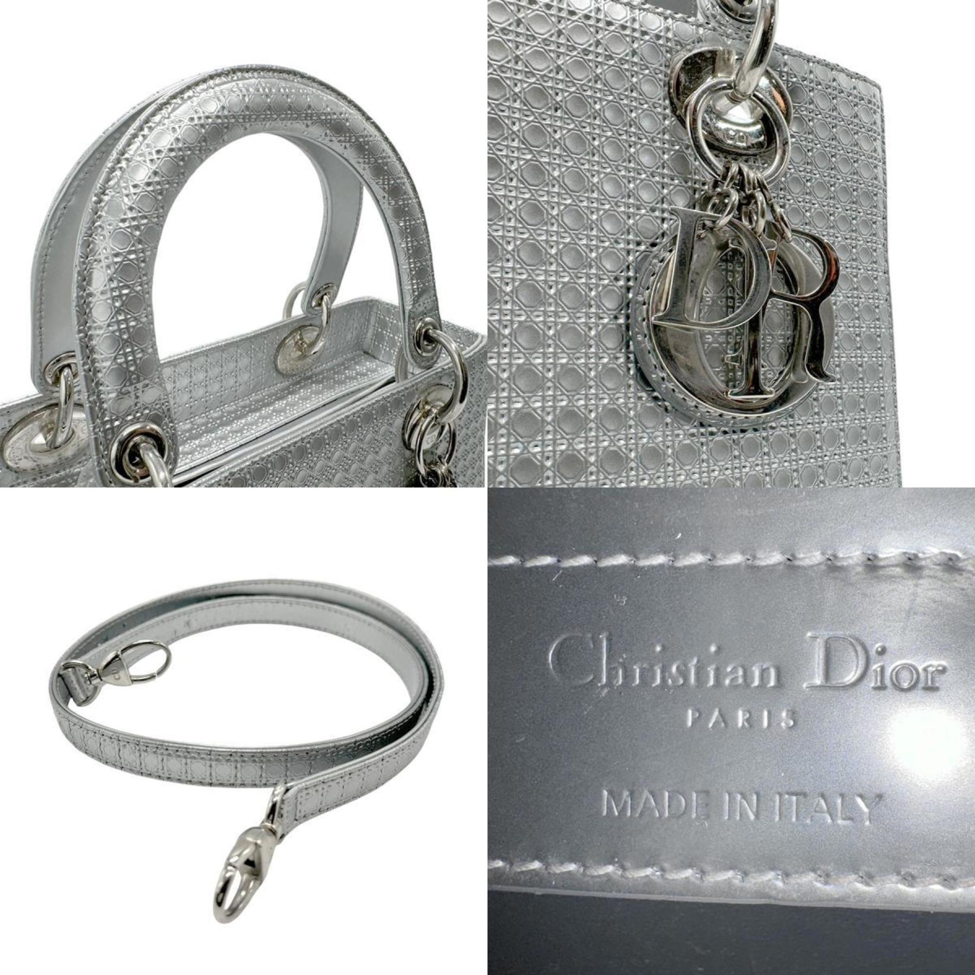 Christian Dior Silver Leather Handbag Shoulder Bag ()