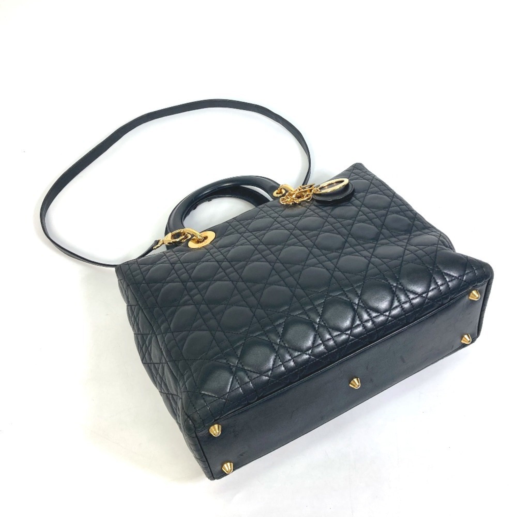 Christian Dior Black Leather Handbag Shoulder Bag ()