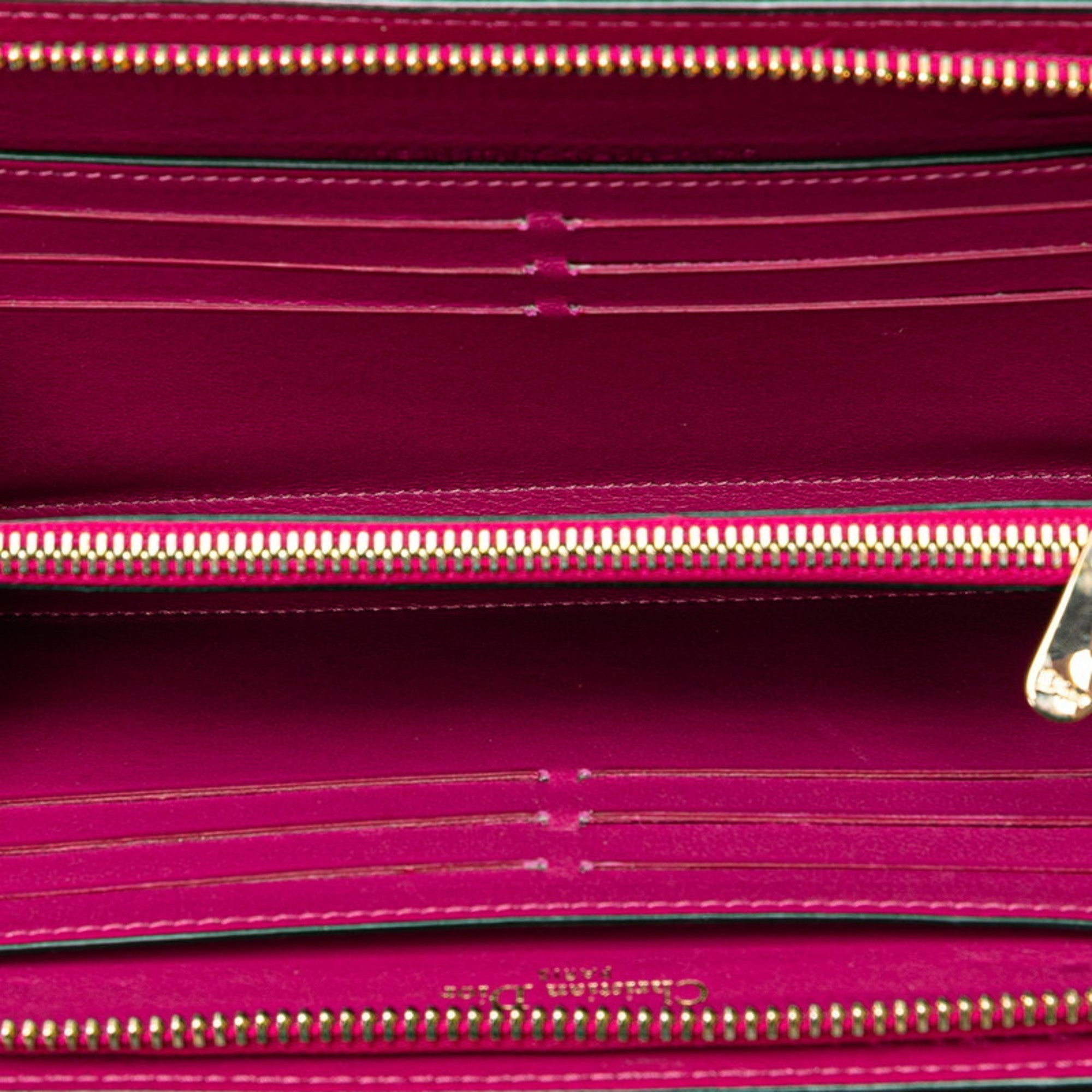 Christian Dior Black Purple Leather Long Wallet (Bi-Fold) ()