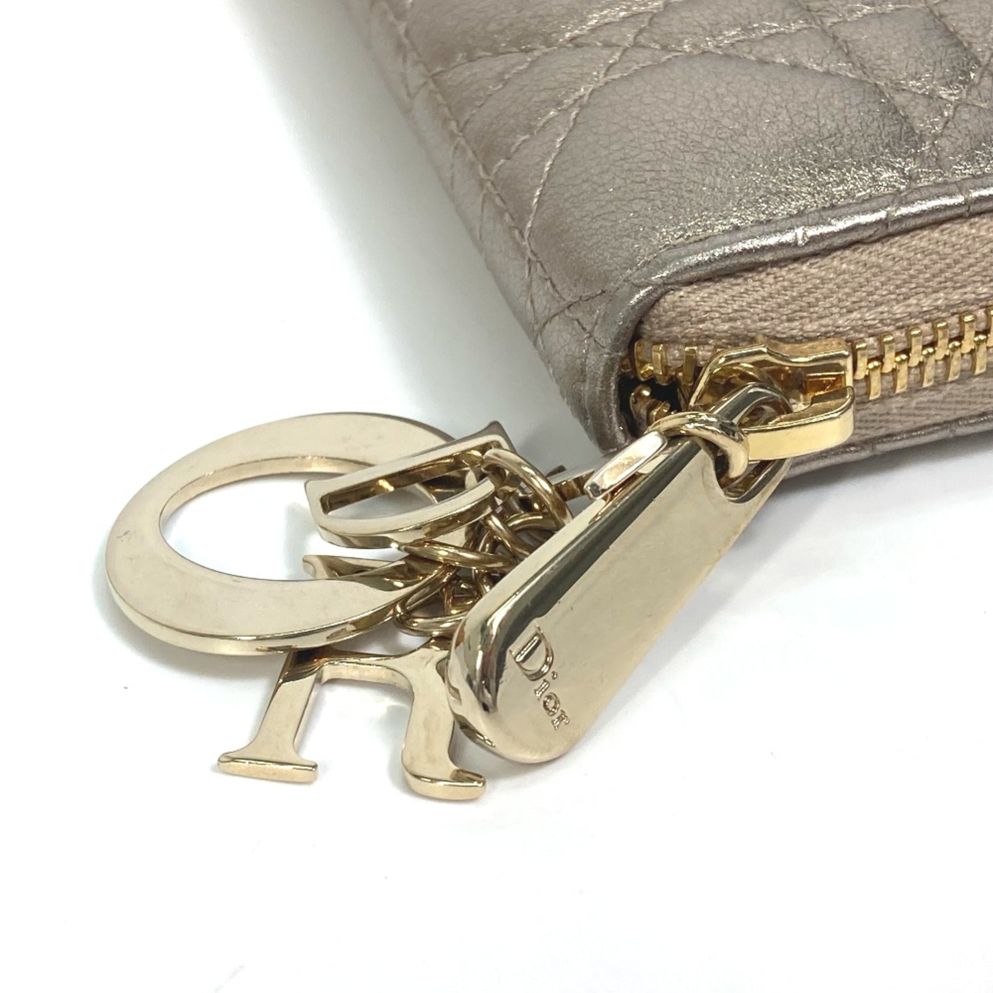 Christian Dior Gold Leather Long Wallet (Bi-Fold) ()